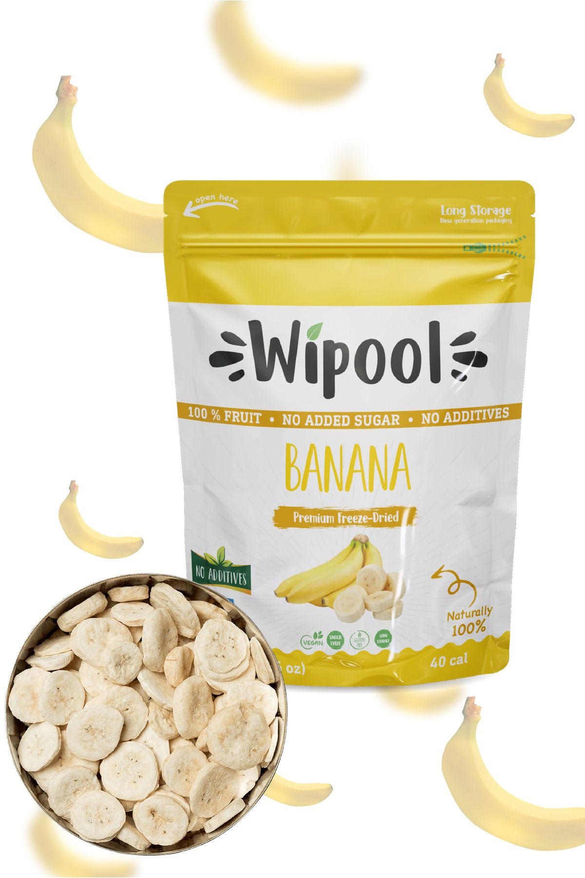 wipool organic discover the healthy life Wipool Dondurularak Kurutulmuş Muz - Freeze Dried Meyve