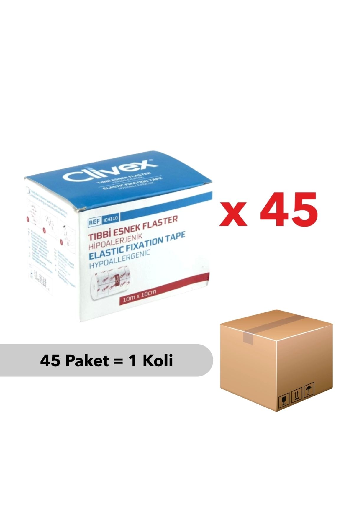 CLİVEX Clivex Fix Flaster 10cm x 10m - 45 Adet - 1 Koli