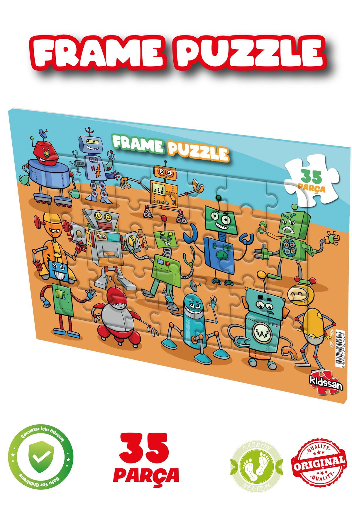 kidssan games FRAME PUZZLE 35 PARÇA ÇOCUK OYUNCAĞI ROBOTLAR PUZZLE EĞİTİCİ MONTESORİ