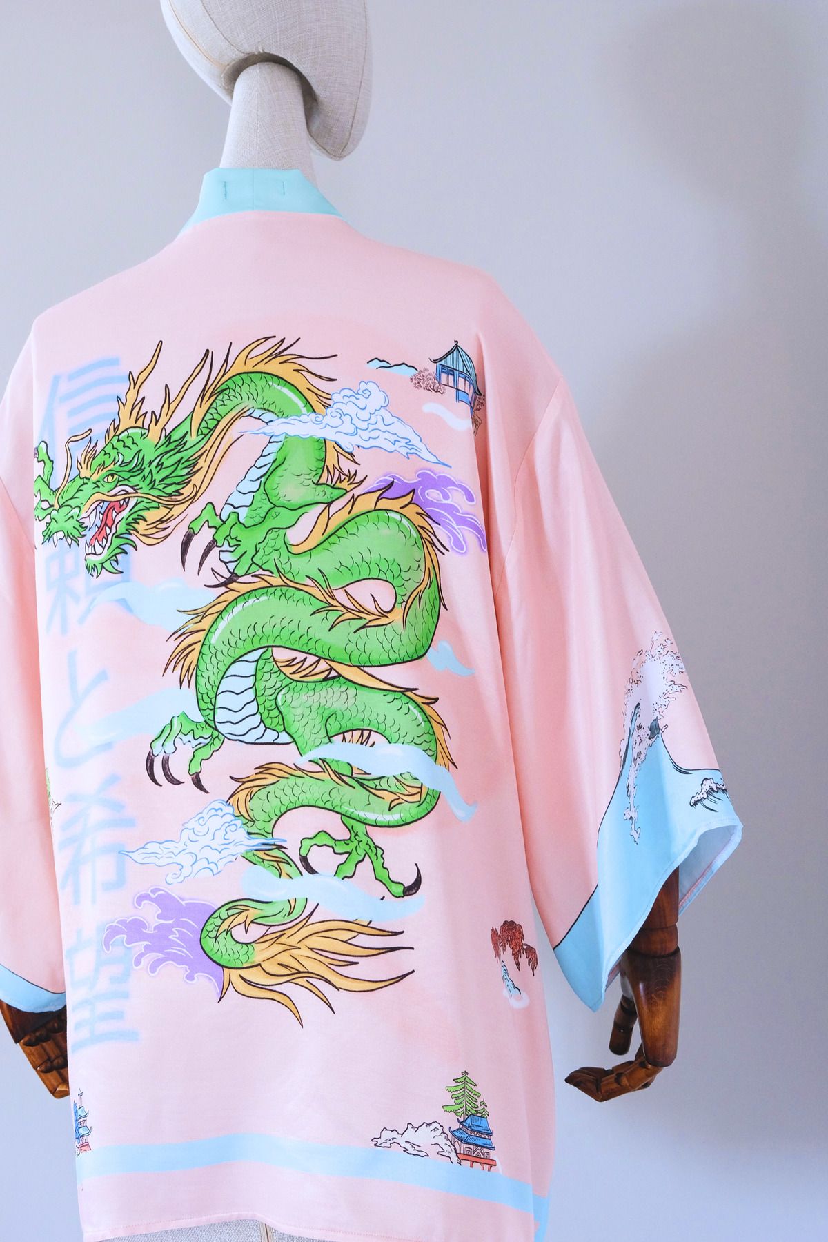 Atelier Nui-Pink Dragon Kimono / Powder Pink Dragon Kimono / m 3