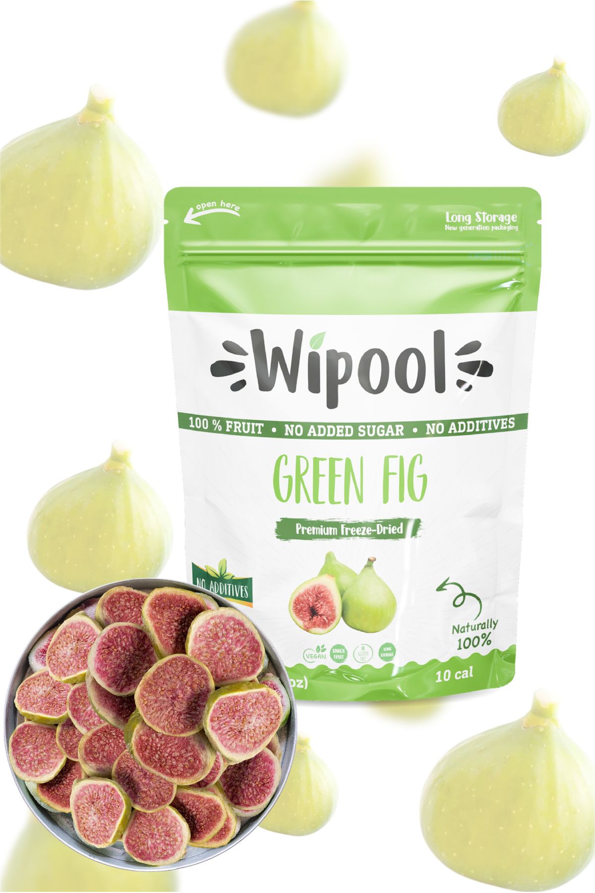 wipool organic discover the healthy life Wipool Dondurularak Kurutulmuş Yeşil İncir - Freeze Dried Meyve