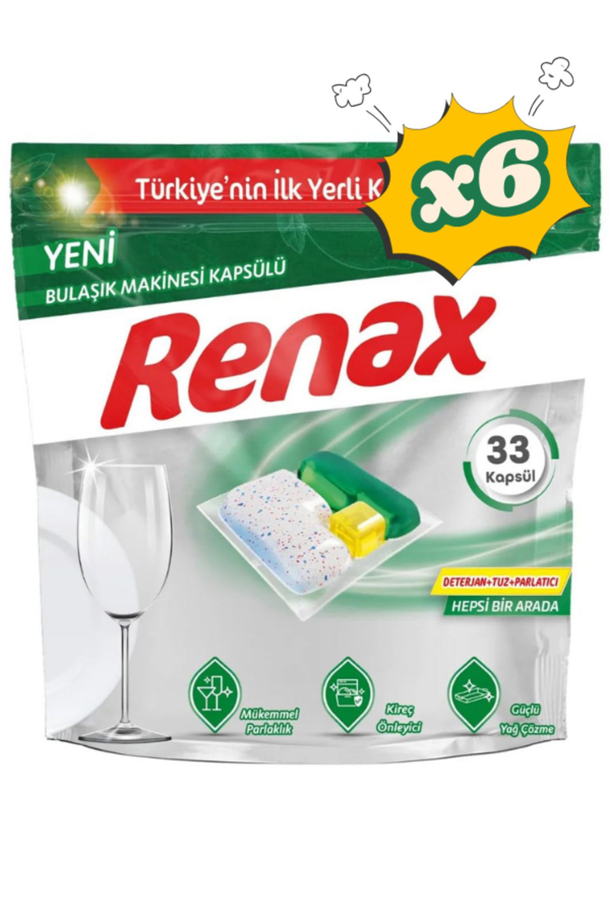 RENAX Bulaşık Makinesi Tableti 33'lü 6 Paket