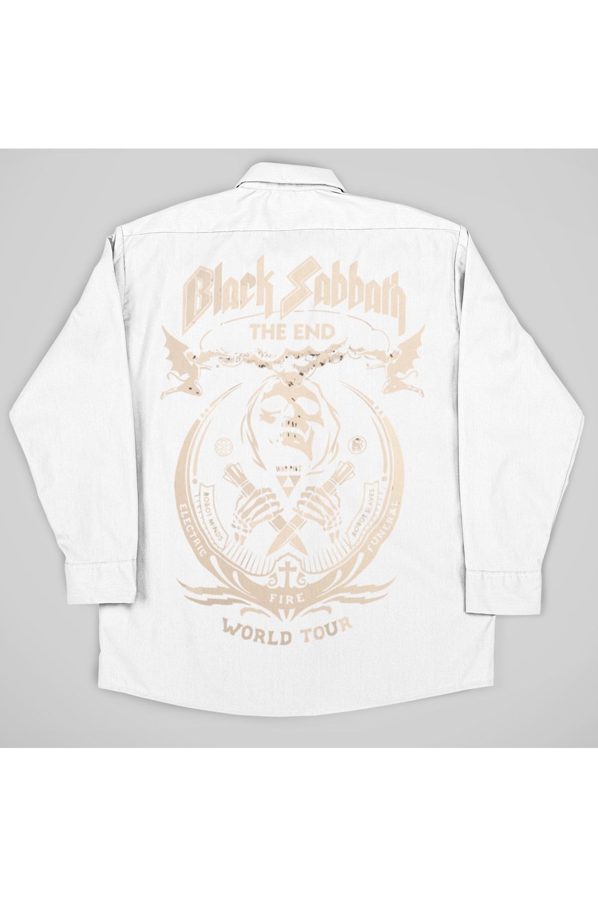 SEVBANO Black Sabbath World Tour Müzik Grubu Baskılı Unisex Rock Metal Cepli Gömlek