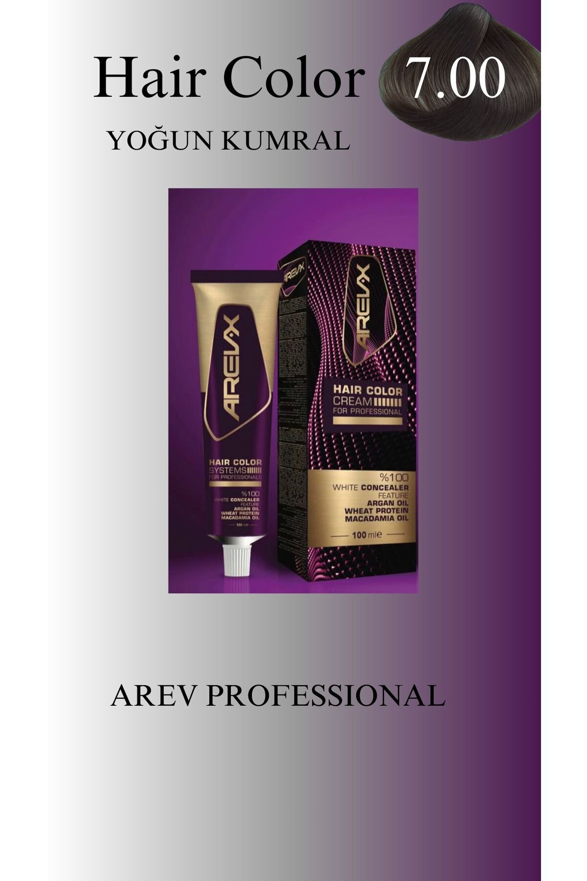 arev professional AREV PROFESSİONAL SİNGLE TÜP BOYA 7.00 YOĞUN KUMRAL