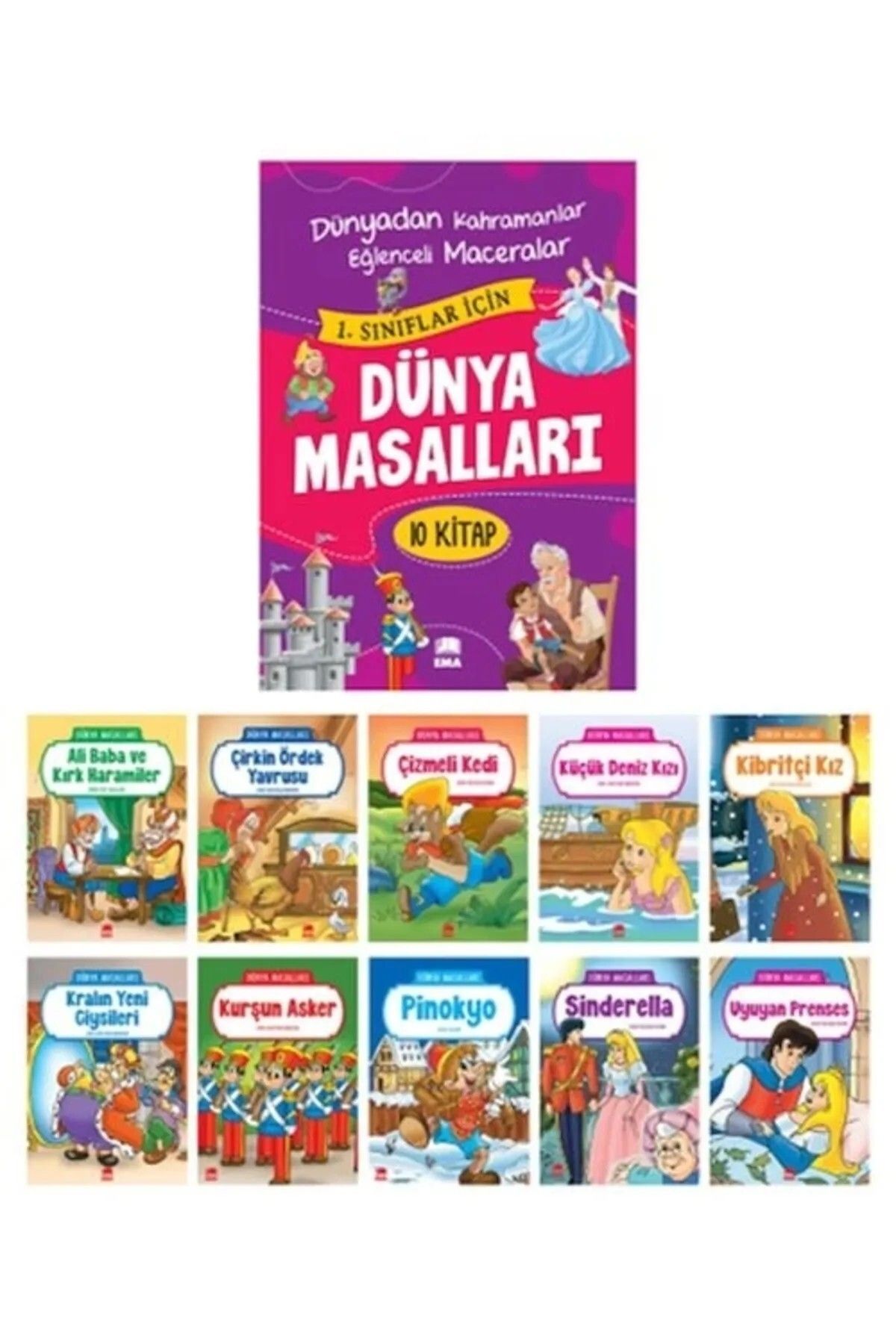 Ema Kitap Dünya Masalları Seti  (10 Kitap Takım) 1.ve 2. Sınıflar