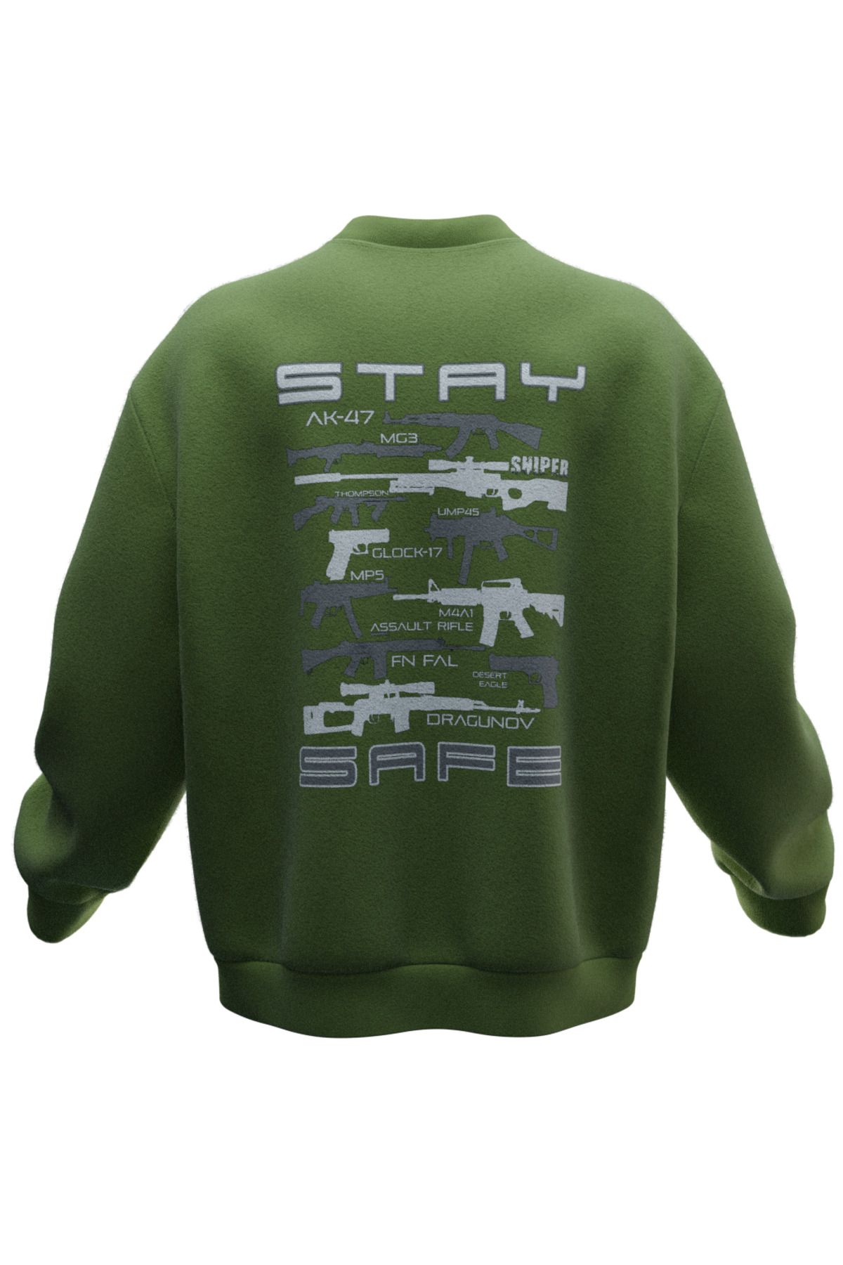 TURAN TACTICS Güvende Kal Tasarımlı Rahat Kalıp Unisex Sweatshirt