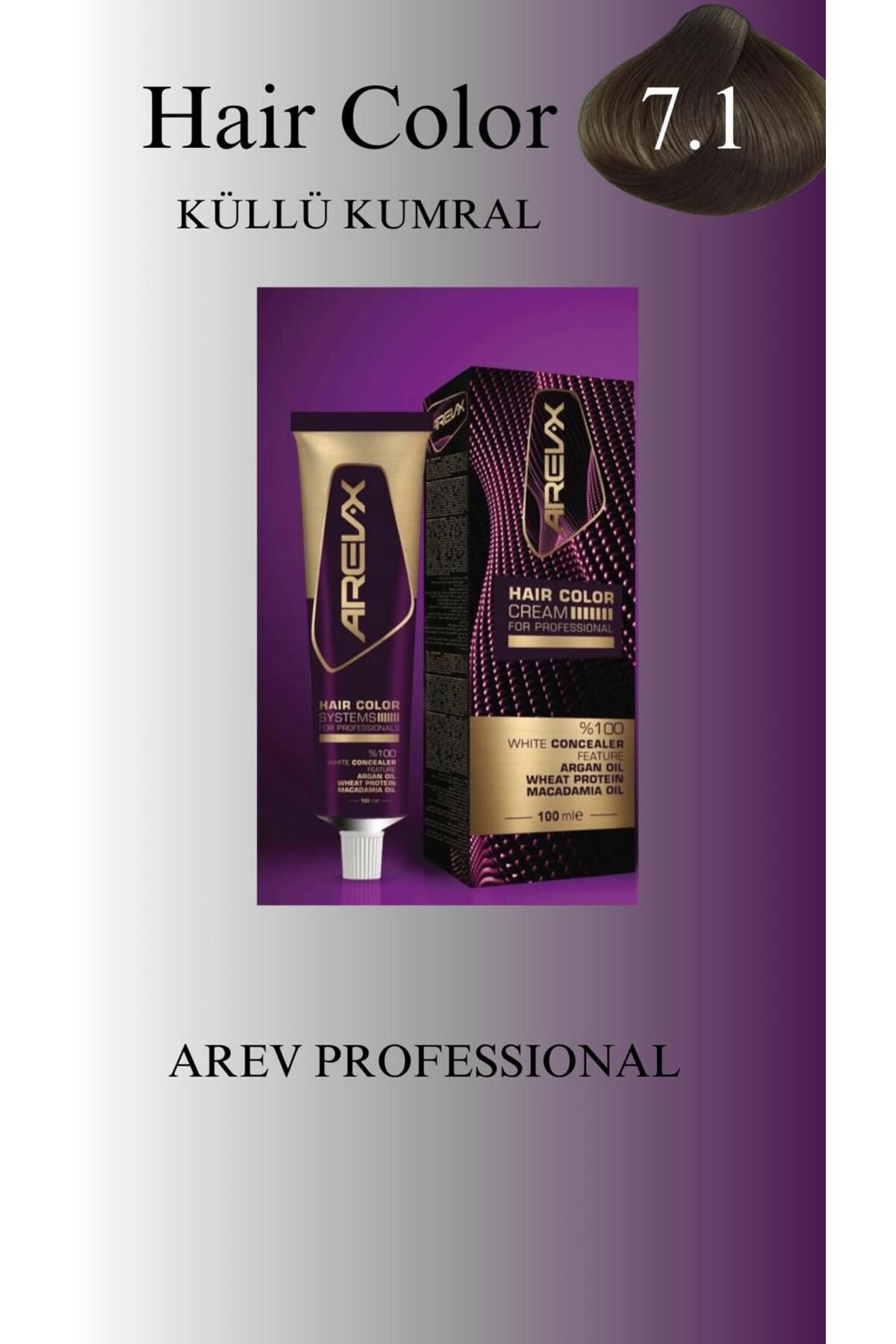 arev professional AREV PROFESSİONAL SİNGLE TÜP SAÇ BOYASI 7.1 KÜLLÜ KUMRAL