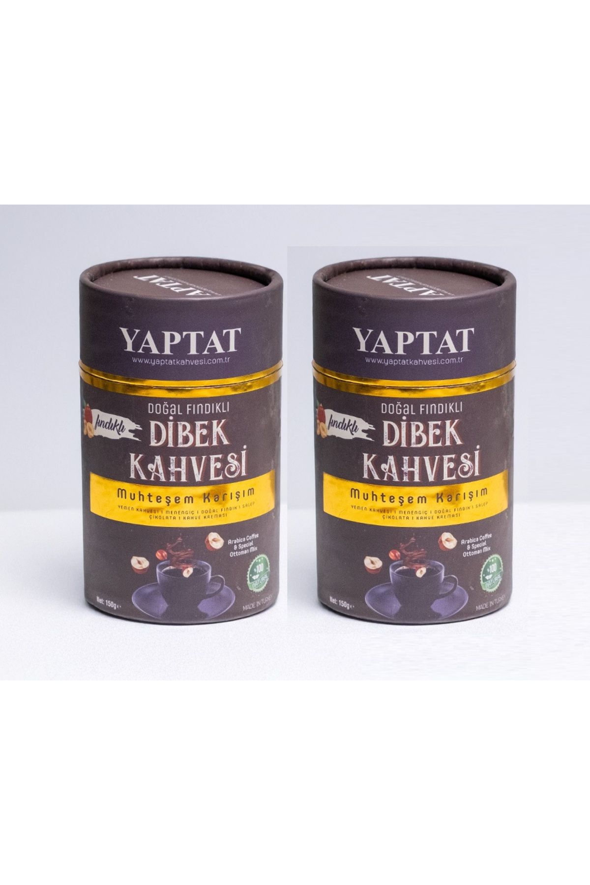 Yaptat DİBEK KAHVE (FINDIKLI) 150 GR SİLİNDİR x 2 AD