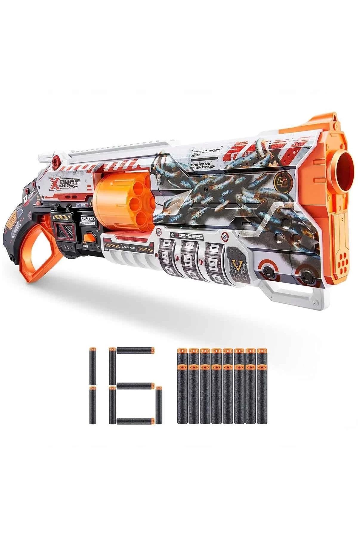 Sunman Oyuncak Tabanca X-Shot Skins Lock Blaster 16 Dartlı