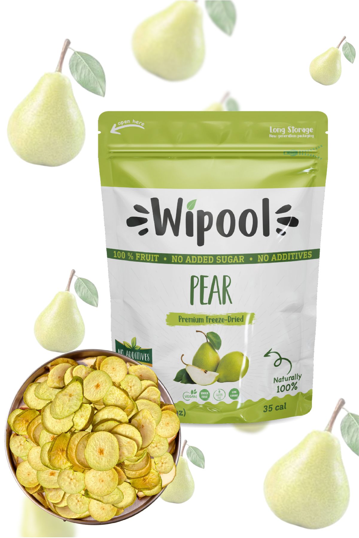 wipool organic discover the healthy life Wipool Dondurularak Kurutulmuş Armut 6'lı Paket - Freeze Dried Meyve