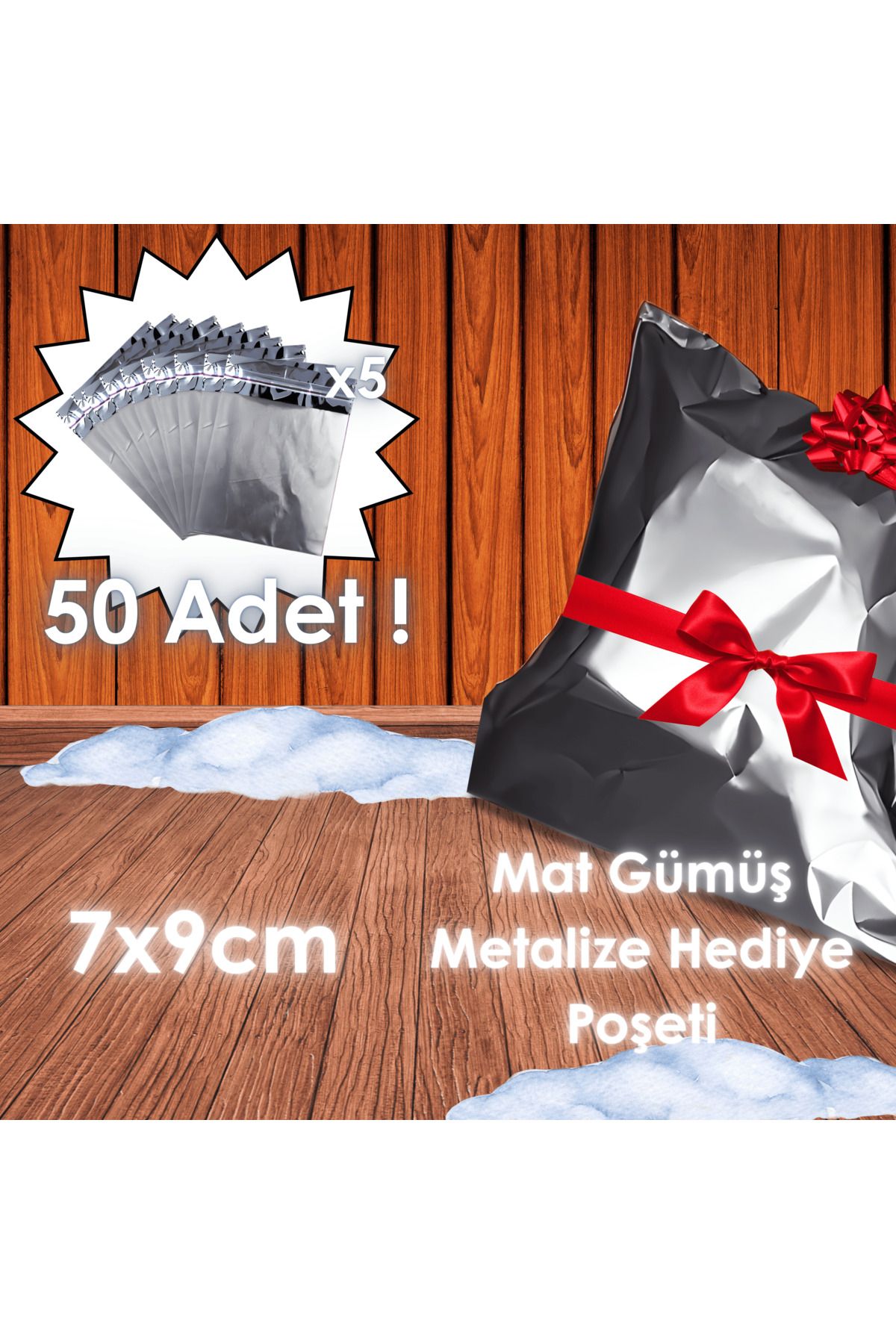 Ethex Mat Yapışkanlı Metalize Poşet (7x9 cm, Gümüş, 50 Adet)