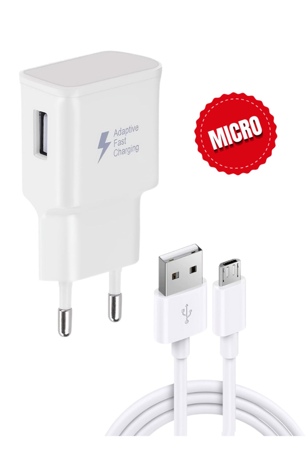 Tntech 11W 2.1A Usb +Micro Girişli  Adaptör ve Kablo Hızlı Şarj Aleti Seti TN-C02