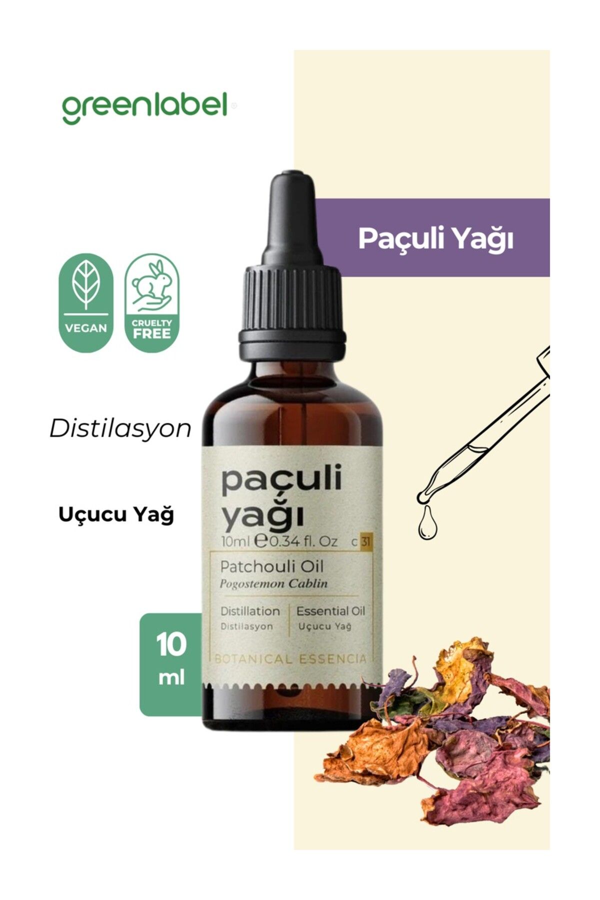 Green Label GREENLABEL PAÇULİ YAĞI 10 ML. (DİSTİLASYON)