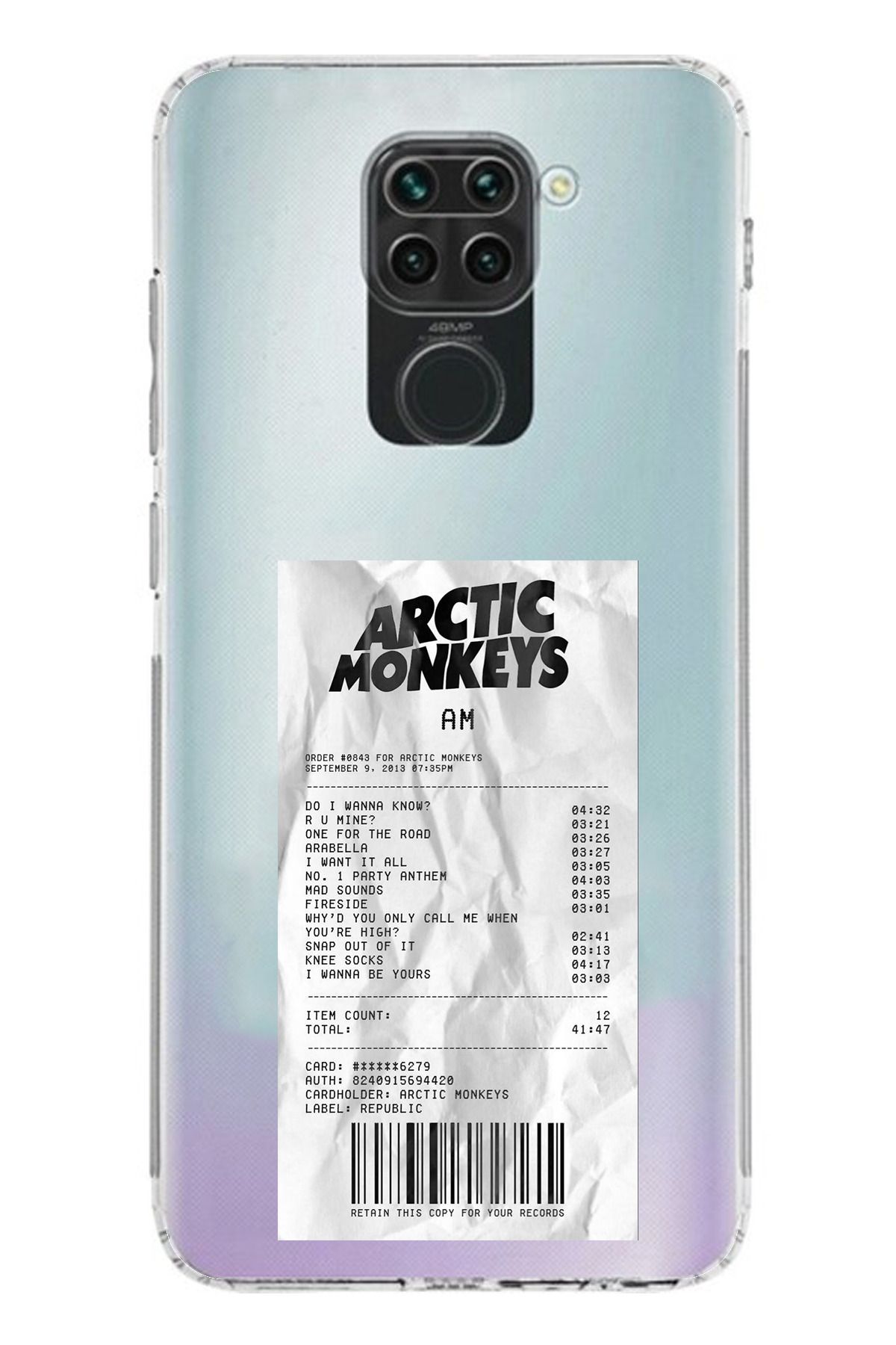 TechTree Redmi Note 9 Uyumlu Arctic Monkeys Tasarımlı Şeffaf Silikon Kılıf