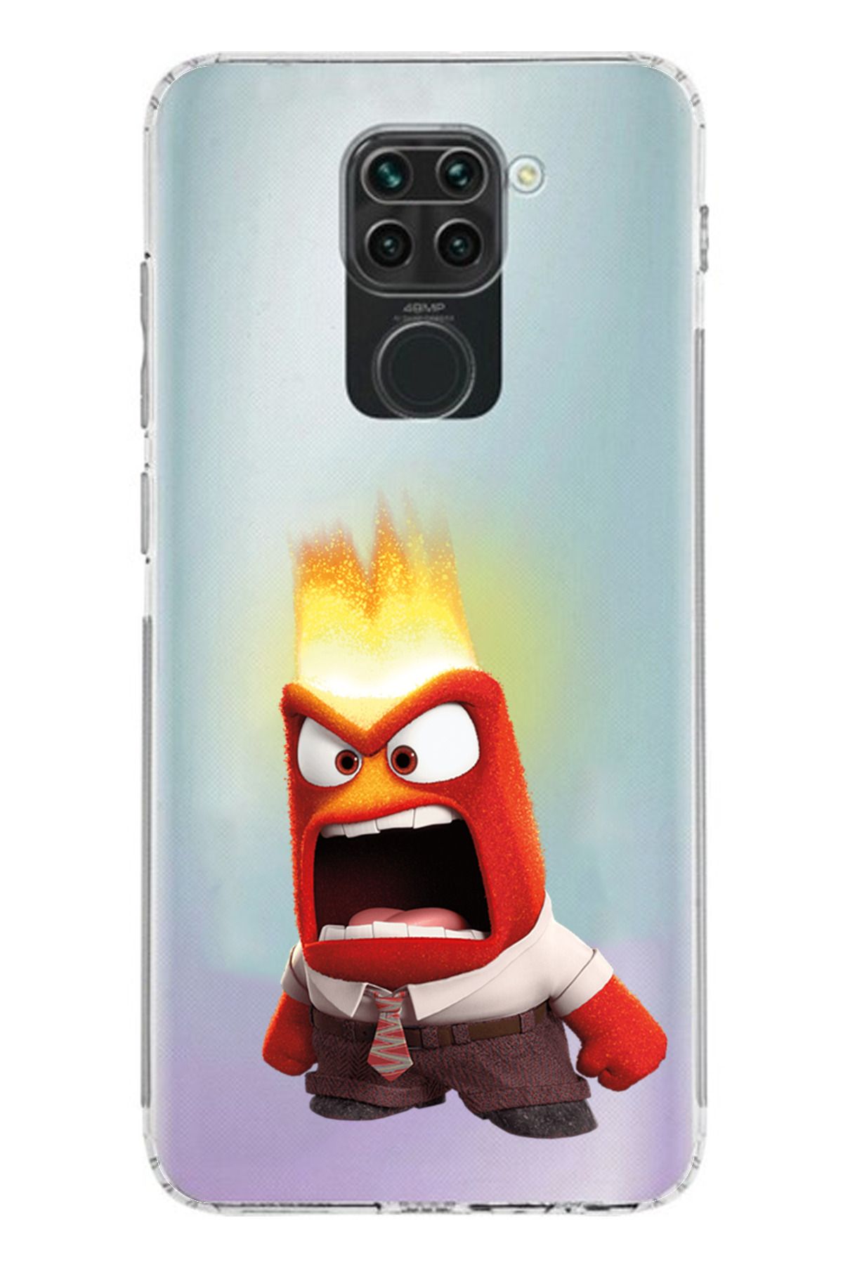 TechTree Redmi Note 9 Uyumlu Ters Yüz Kızgın Anger Tasarımlı Şeffaf Silikon Kılıf