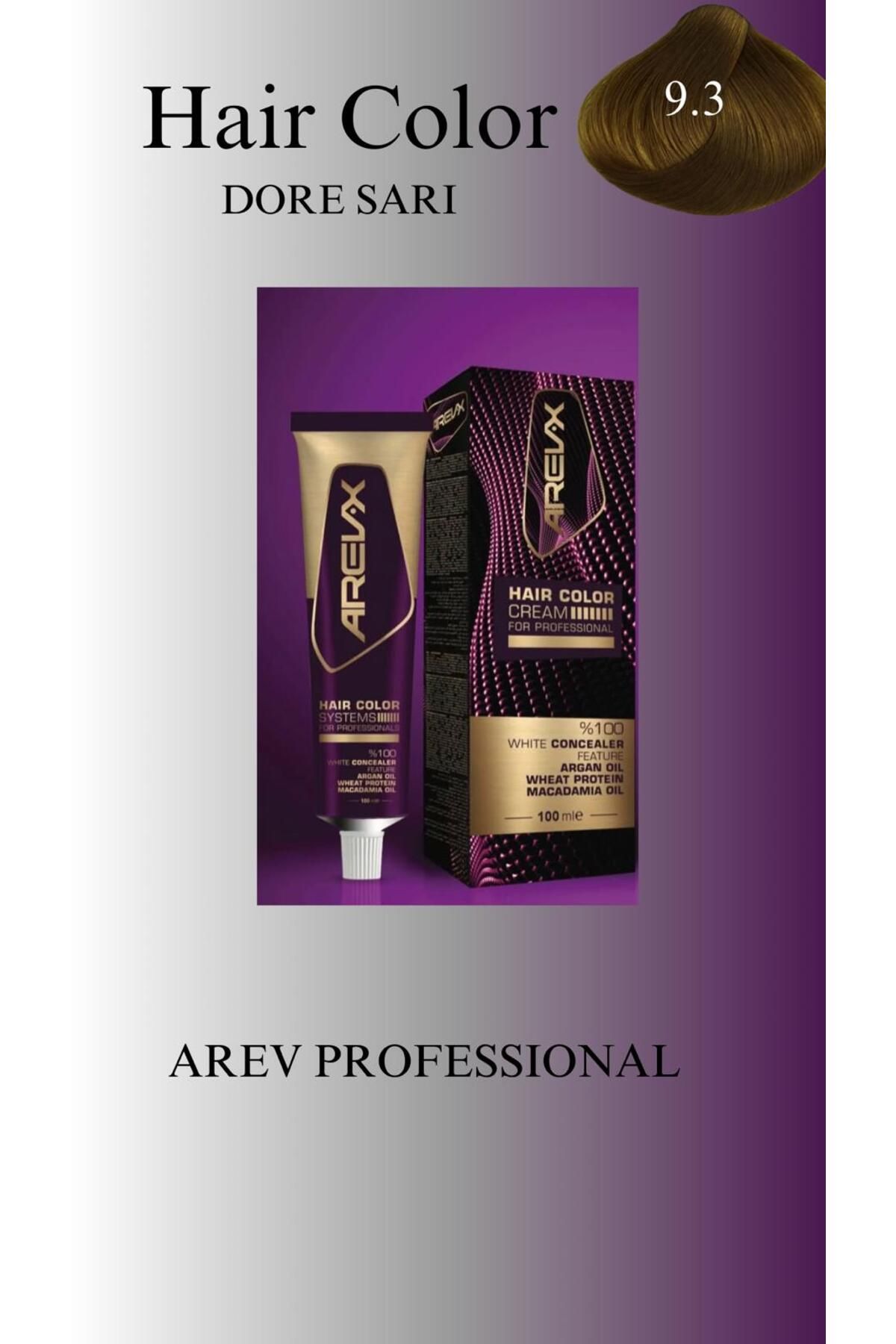 arev professional AREV PROFESSİONAL SİNGLE TÜP SAÇ BOYASI 9.3 DORE SARI