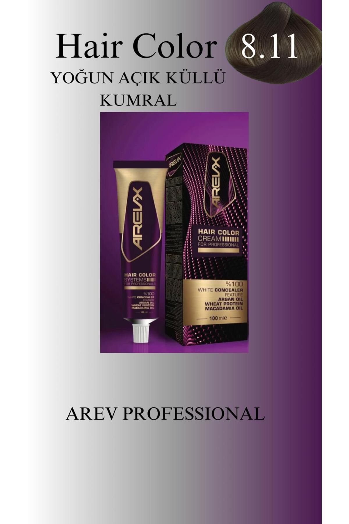 arev professional AREV PROFESSİONAL SİNGLE TÜP SAÇ BOYASI 8.11 YOĞUN AÇIK KÜLLÜ KUMRAL