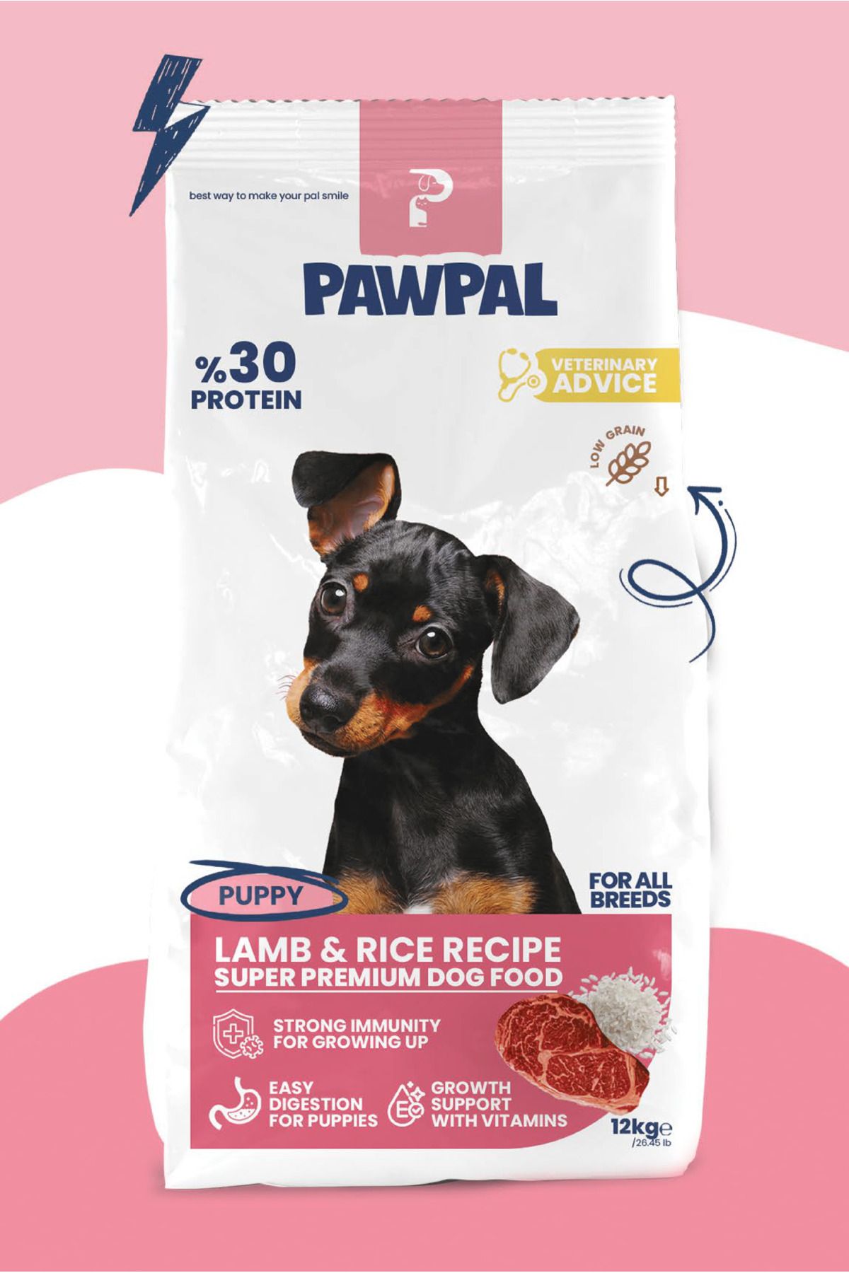 PawPal Kuzu Etli Süper Premium Yavru Köpek Maması 12 Kg - Düşük Tahıllı