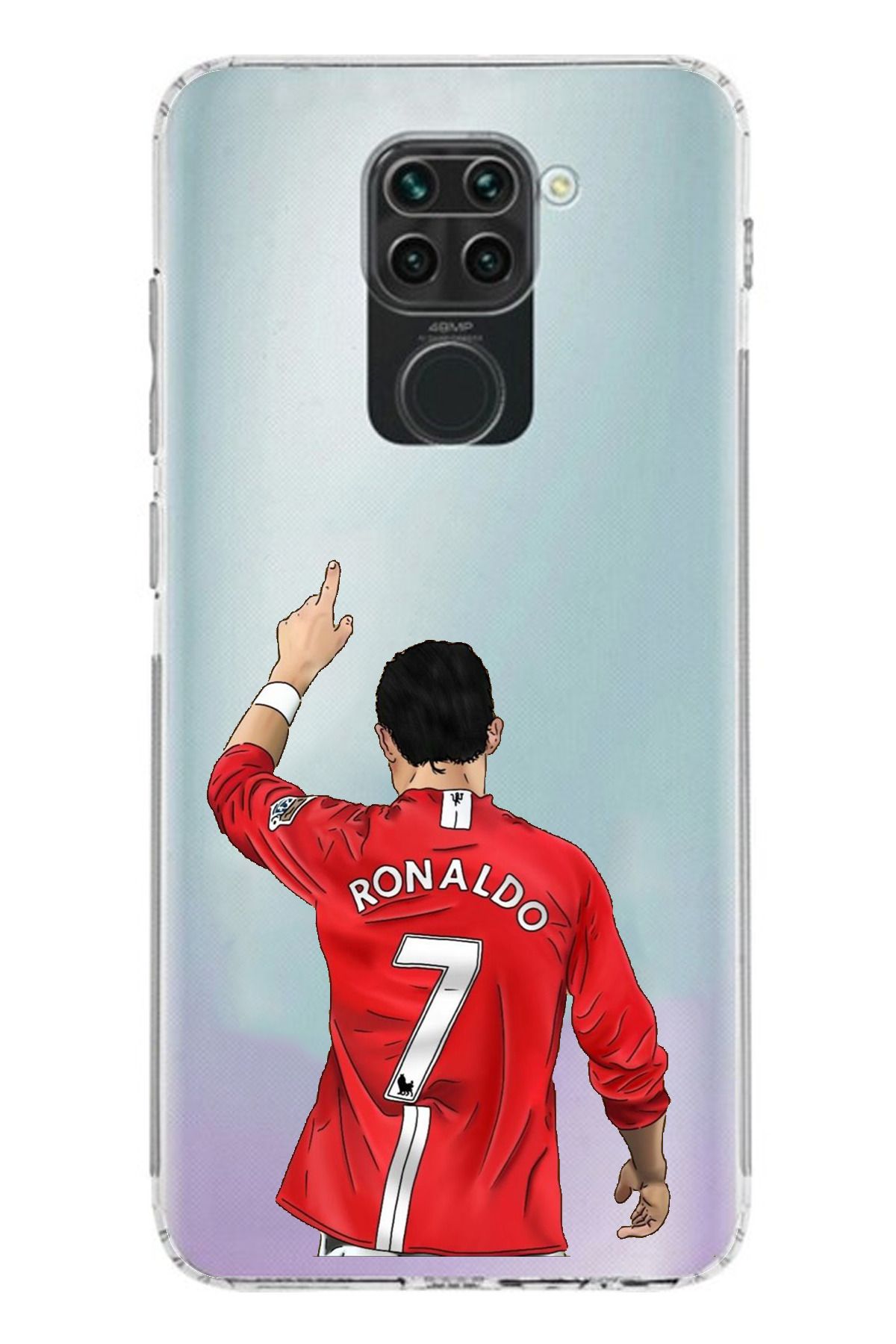 TechTree Redmi Note 9 Uyumlu C. Ronaldo Forma Tasarımlı Şeffaf Silikon Kılıf