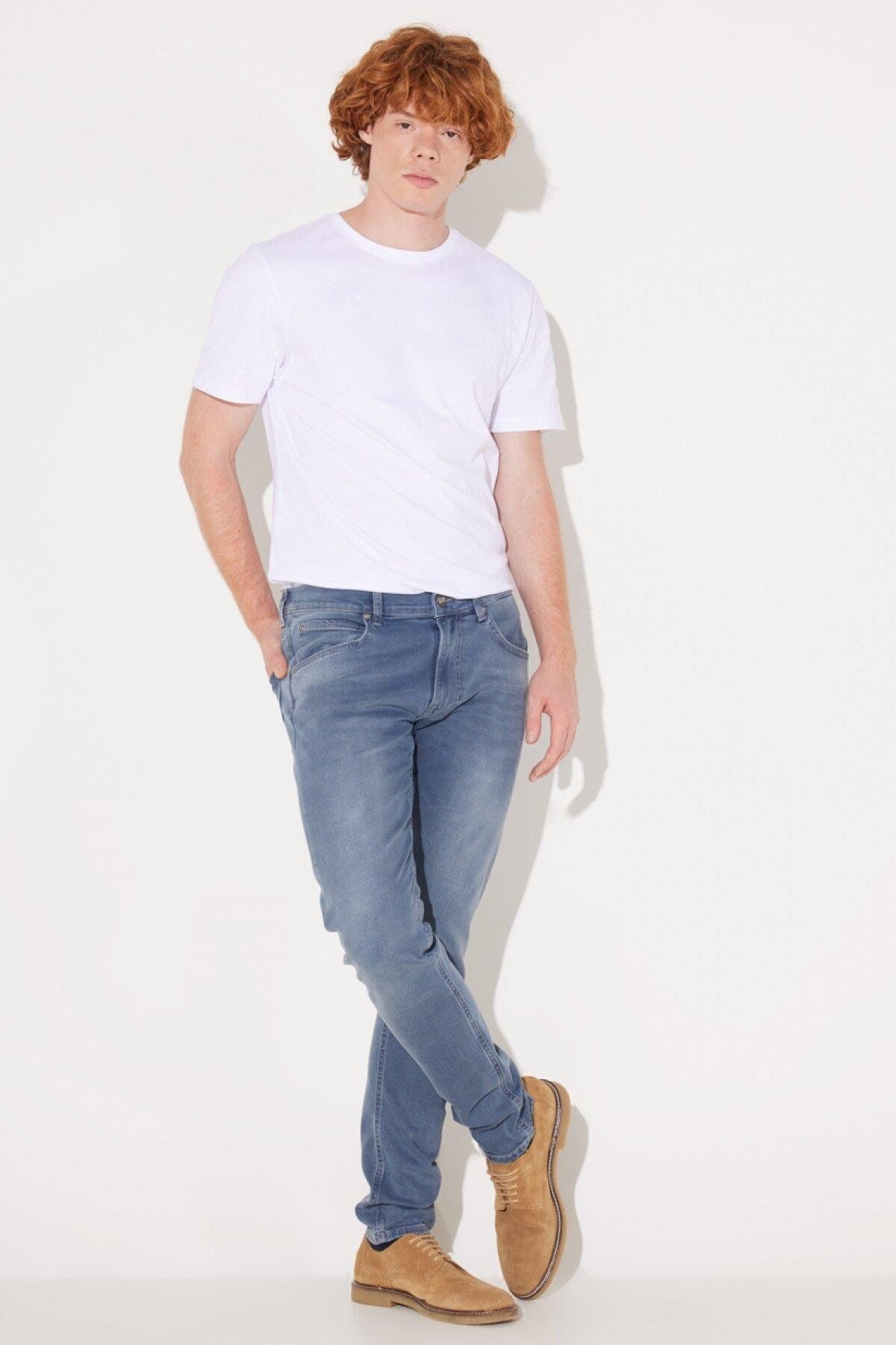 شلوار جین آبی مردانه مخروطی Luke Slim L719026UQ Oxford Tan Lee