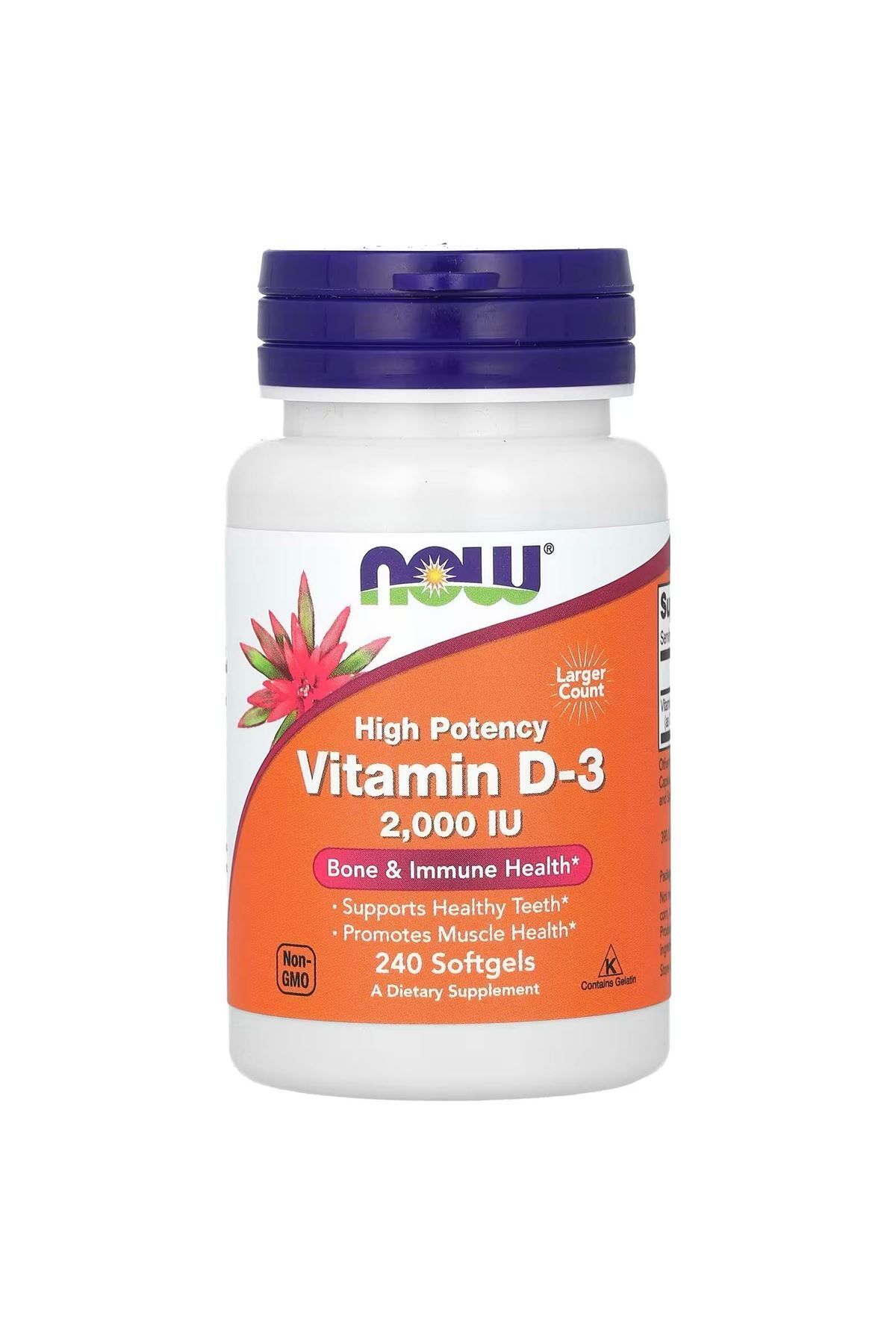 Now Foods D3 Vitamini, Yüksek Etki, 2.000 IU, 240 Yumuşak Kapsül.usa versiyon.dmmedicine'den