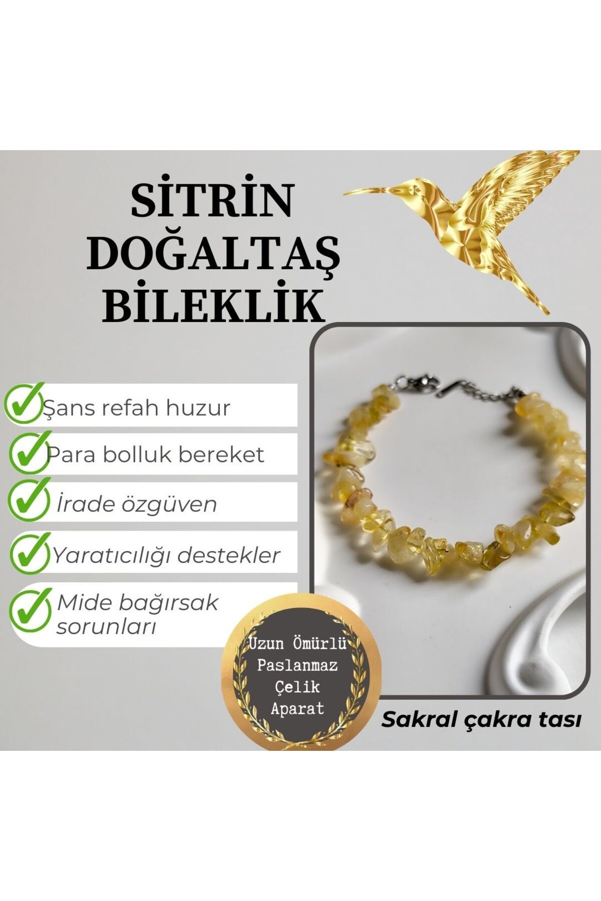 DİAVENTA TAKI VE AKSESUAR SİTRİN DOĞALTAŞ BİLEKLİK