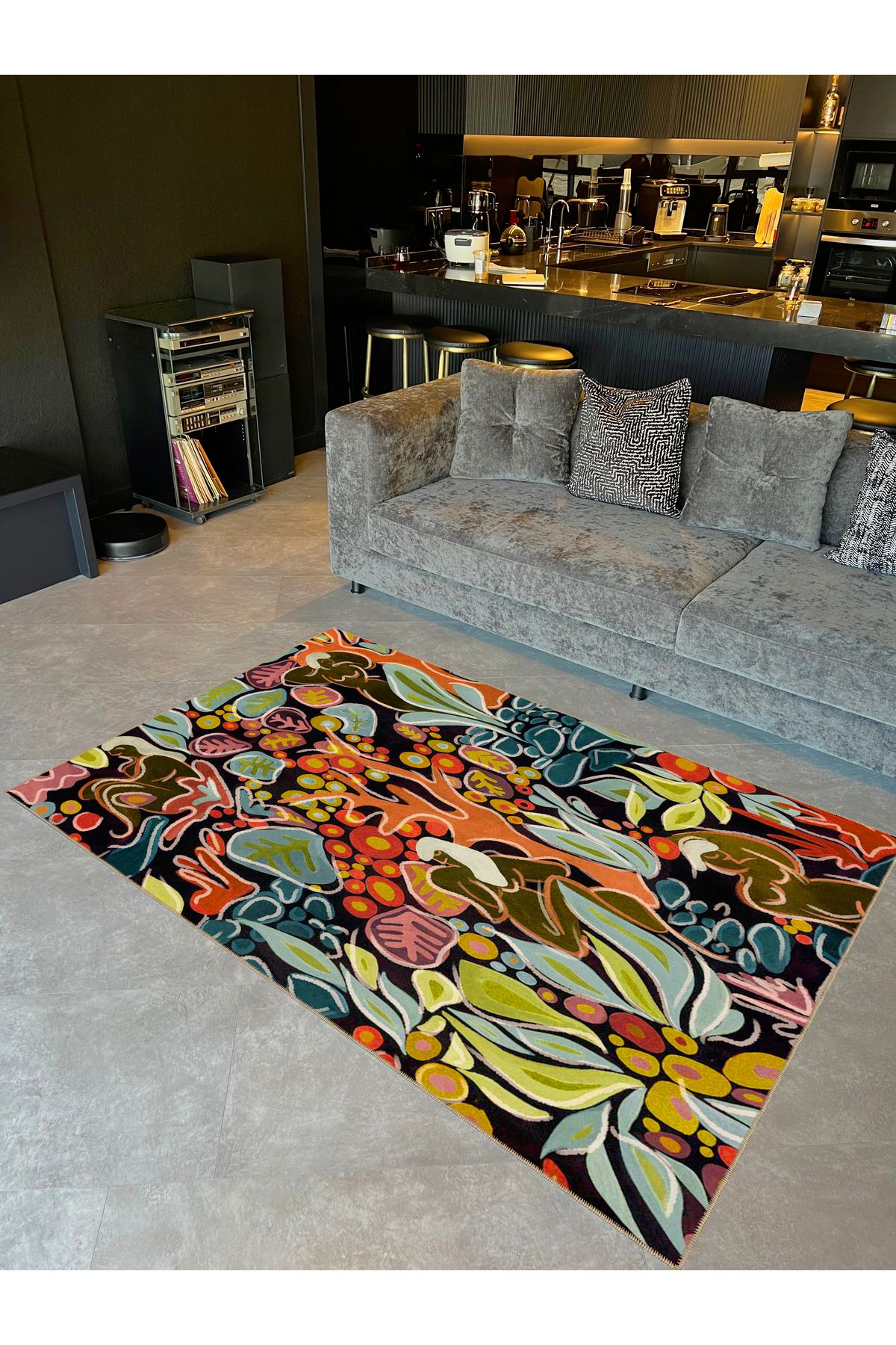 Rugs Modern Halı Emre Koleksiyonu Çok Renkli Karma Soyut Şekiller Desenli Dokuma Taban Modern Dekoratif Halı 45