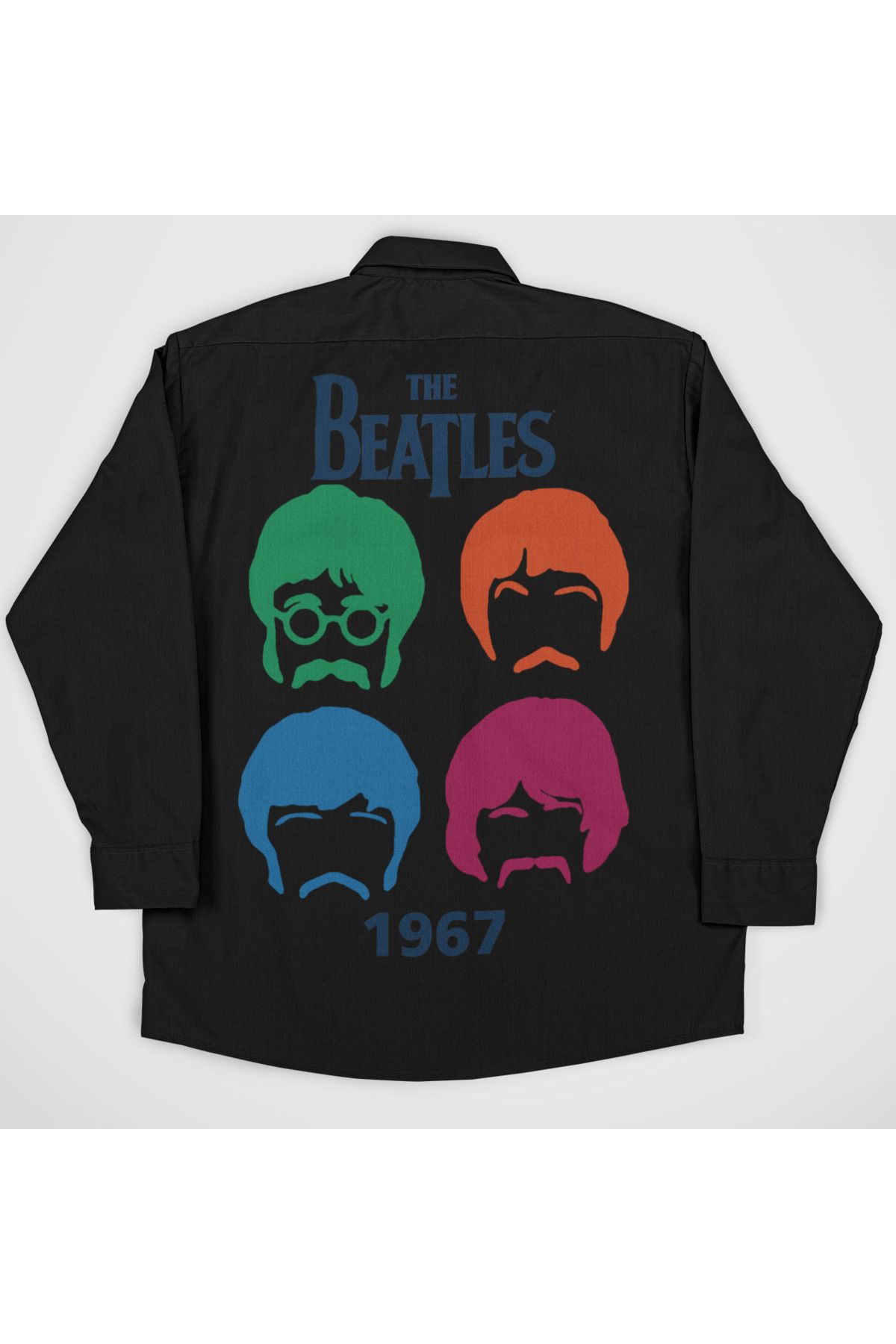 SEVBANO The Beatles 1967 Müzik Grubu Baskılı Unisex Cepli Gömlek