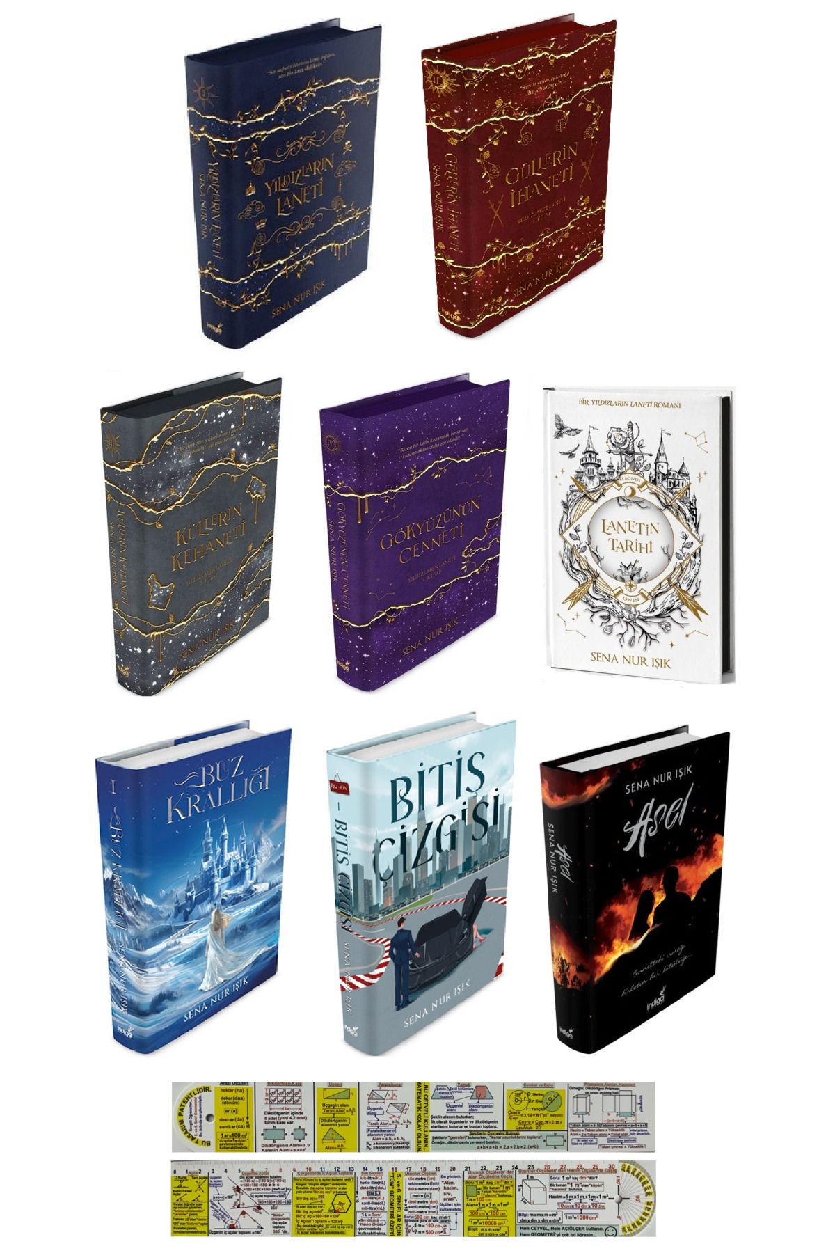 İndigo Kitap Sena Nur Işık 8 Kitap Set Ciltli + Mat. Öğreten Cetvel