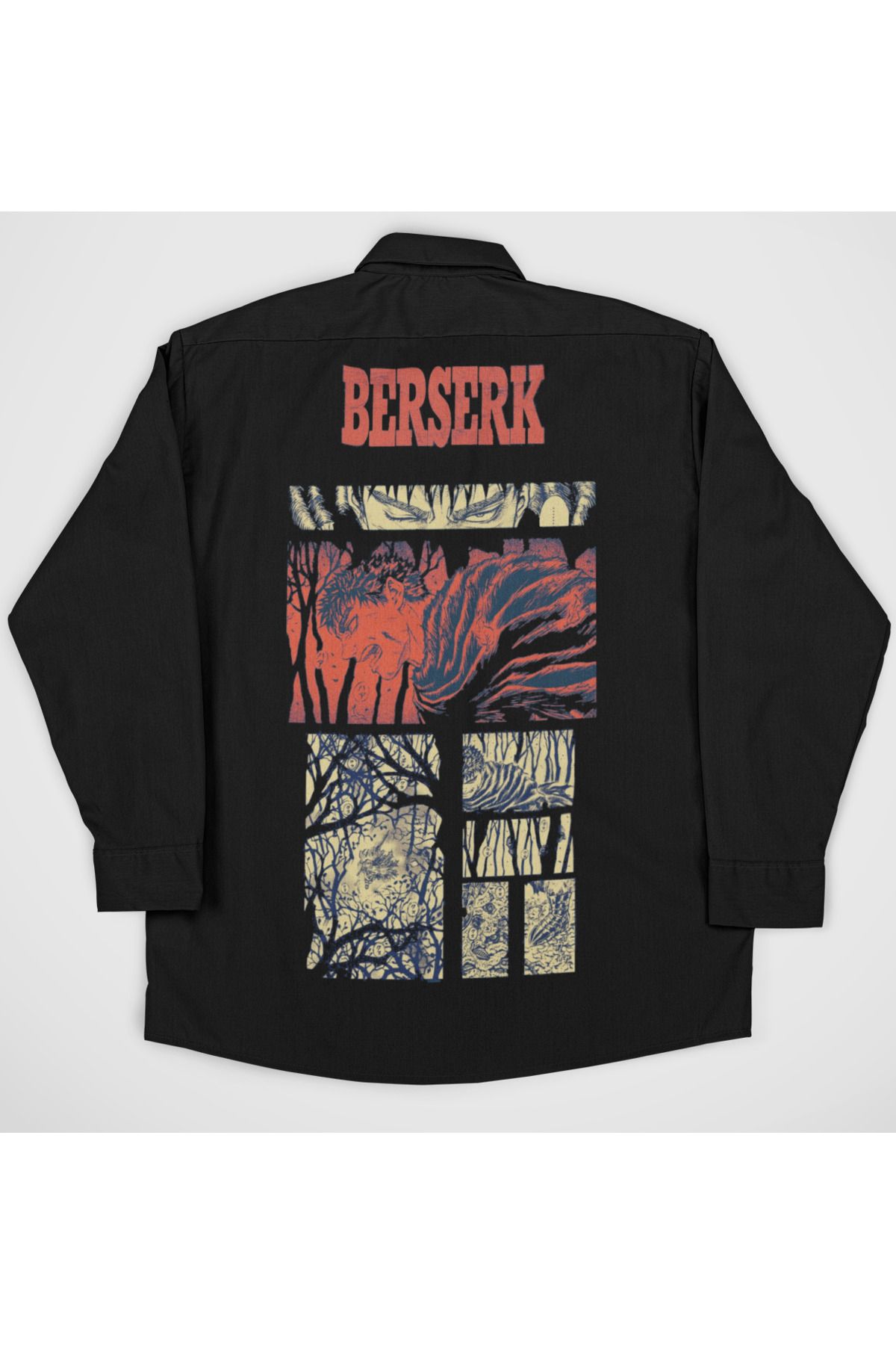 SEVBANO Berserk Baskılı Unisex Anime Cepli Gömlek