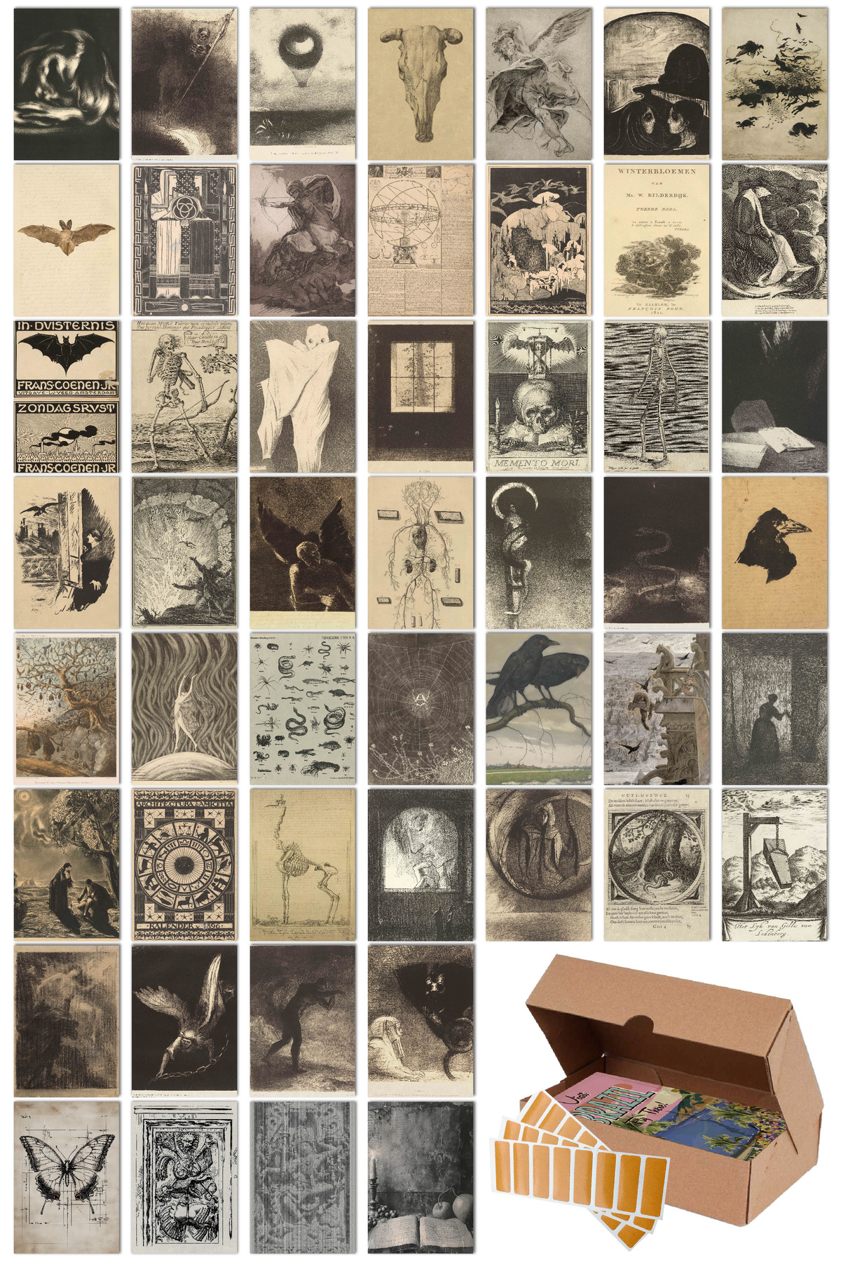 NeoPrint Gotik Kolaj Duvar Kartları Grunge Dekoratif Vintage Duvar Süsü 50 Adet