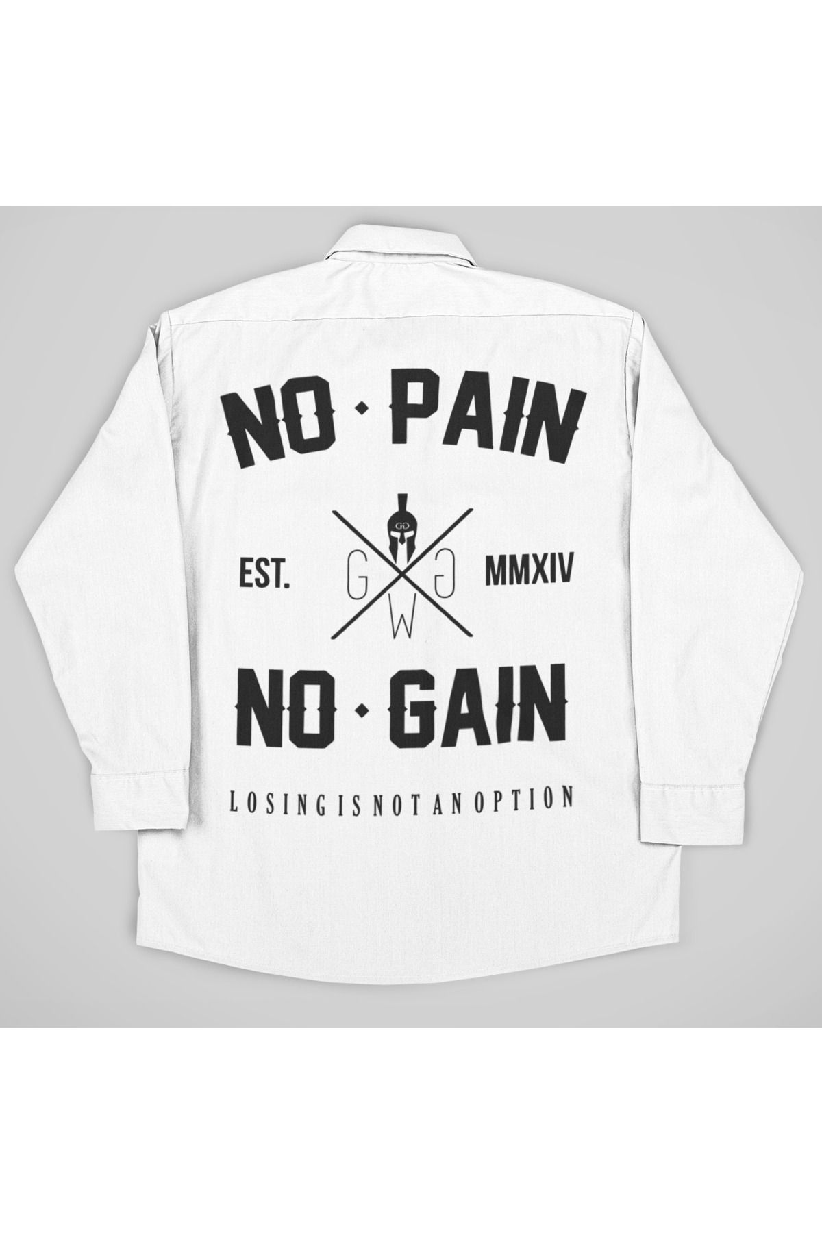 SEVBANO No Pain No Gain Baskılı Unisex Fitness Gym Cepli Gömlek