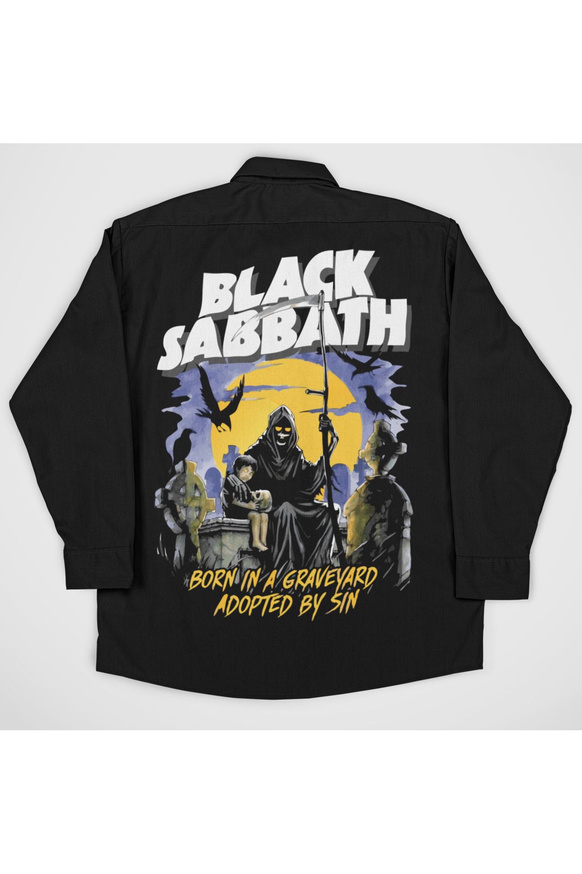 SEVBANO Black Sabbath Müzik Grubu Baskılı Unisex Rock Metal Cepli Gömlek