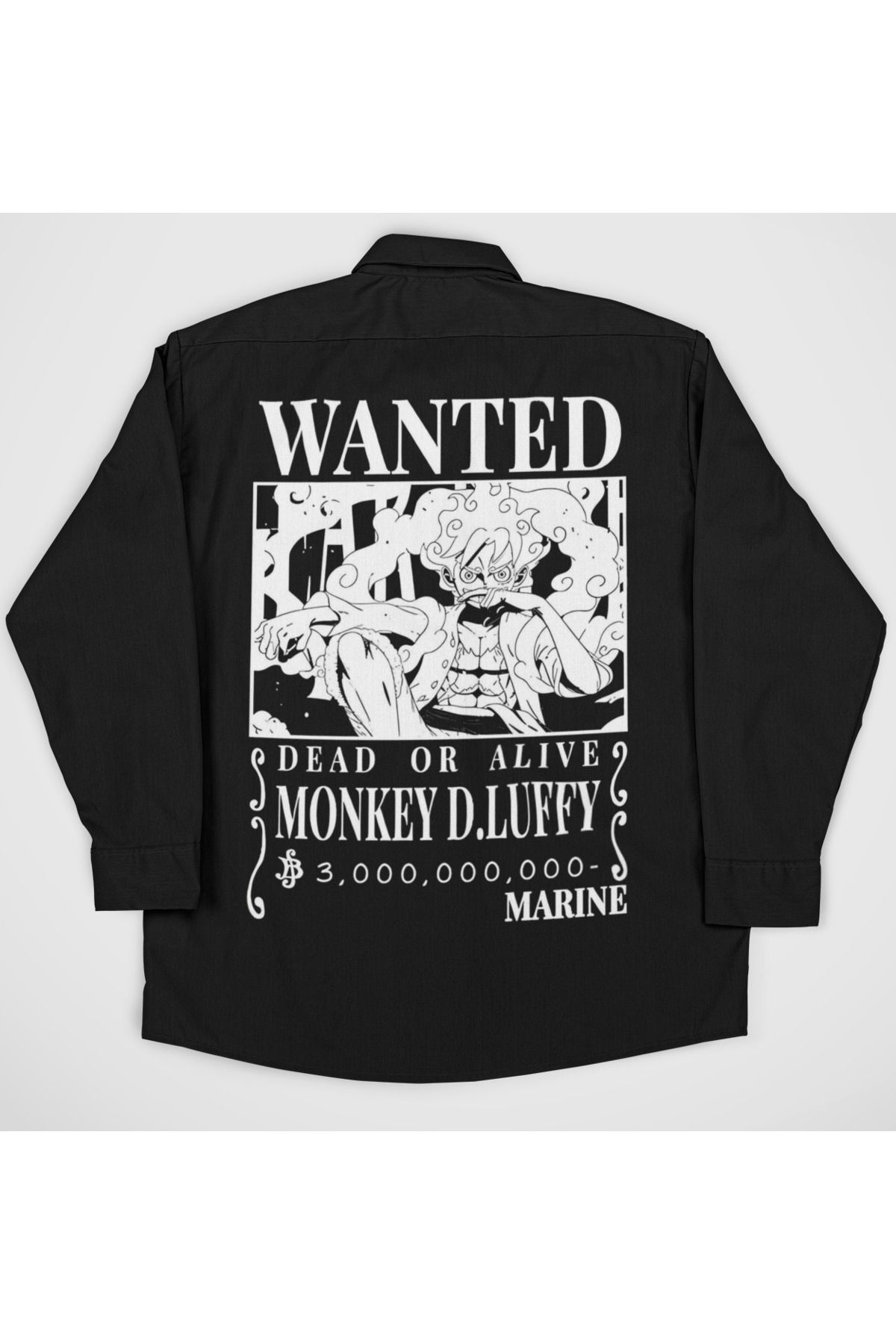 SEVBANO Wanted Monkey D. Luffy Baskılı Unisex Cepli Anime Gömlek