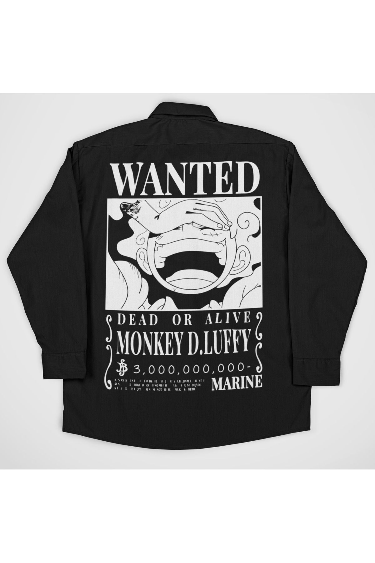 SEVBANO Wanted Monkey D. Luffy Baskılı Unisex Cepli Anime Gömlek