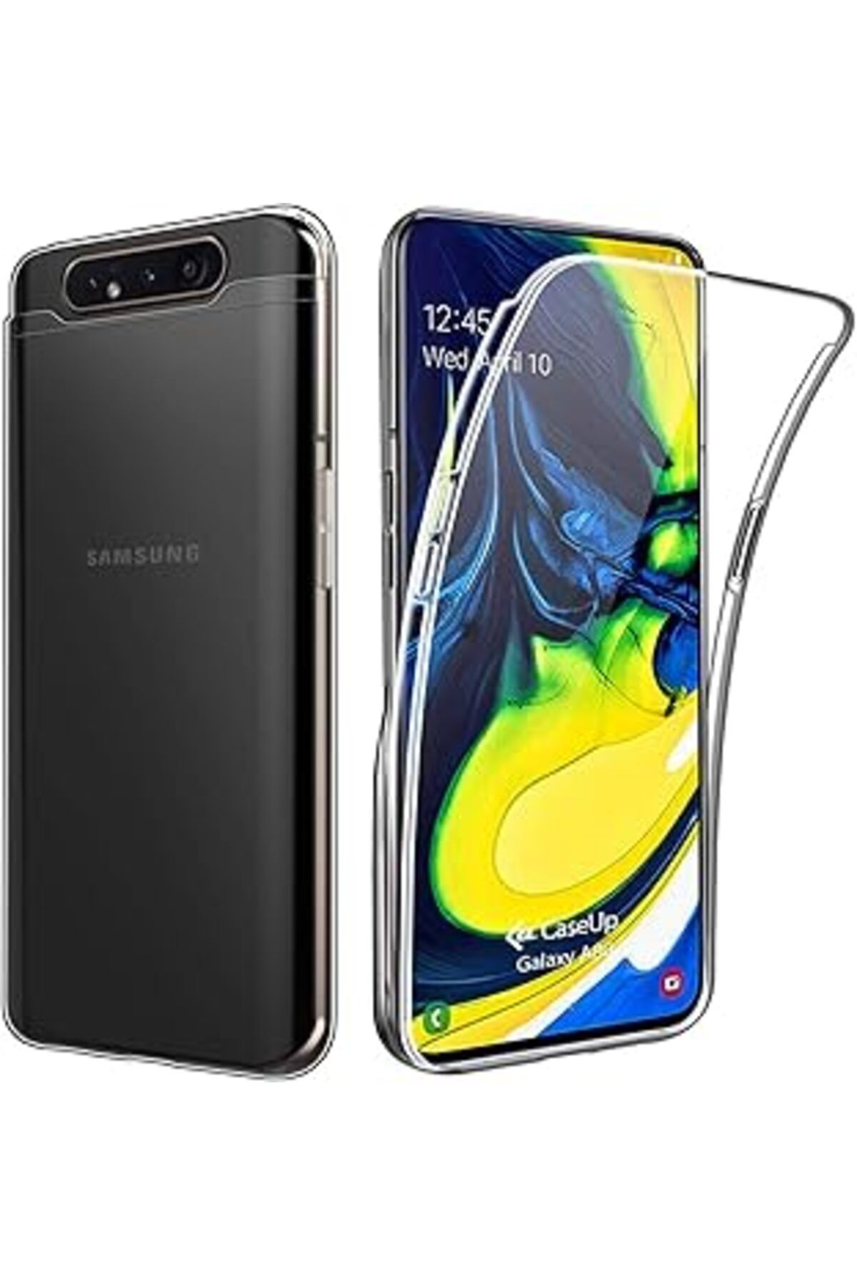 nazeninstoğu Caseup Galaxy A80 Uyumlu Kılıf, Caseup 360 Çift Taraflı Silikon Şeffaf