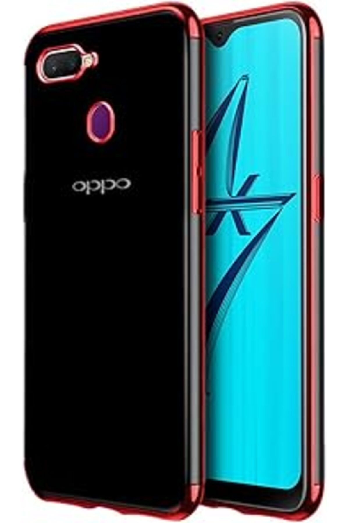 feifei Oppo F9 / F9 Pro Kılıf Skyfall Transparent Clear Kırmızı