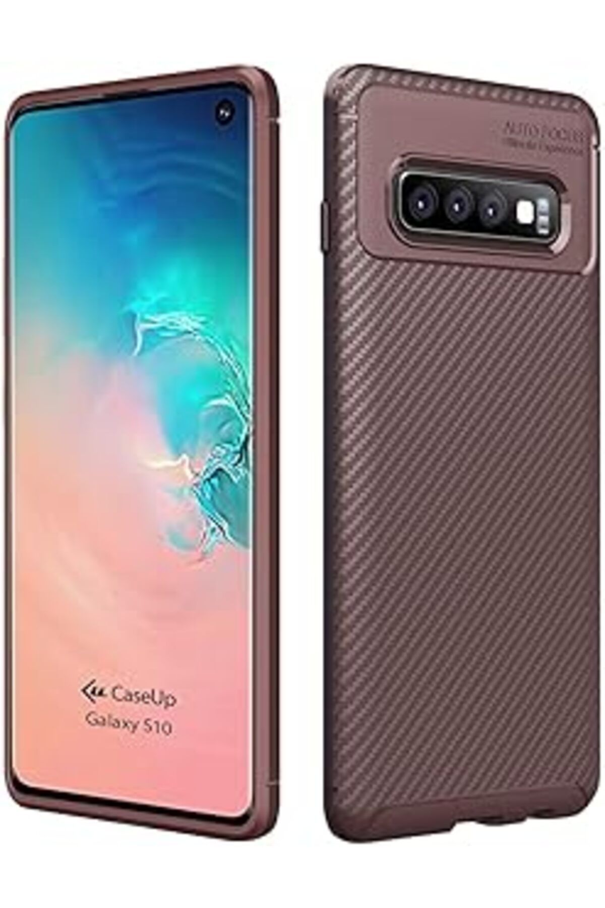 MAGNESİA Caseup Galaxy S10 Uyumlu Kılıf, Caseup Fiber Design Kahverengi