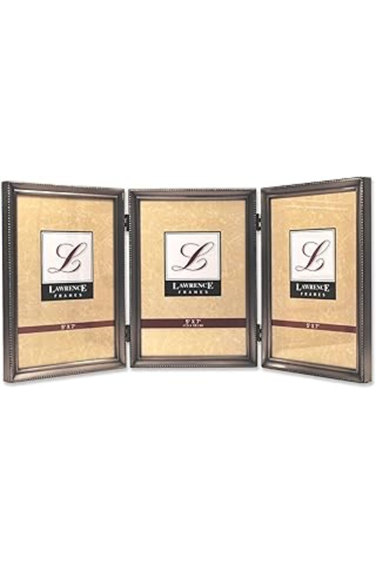 NZM TİCARET Lawrence Frames Antik Kalay 5 X 7 Açılabilir Triple Fotoğraf Çerçevesi – Boncuk Sınır Tasarım