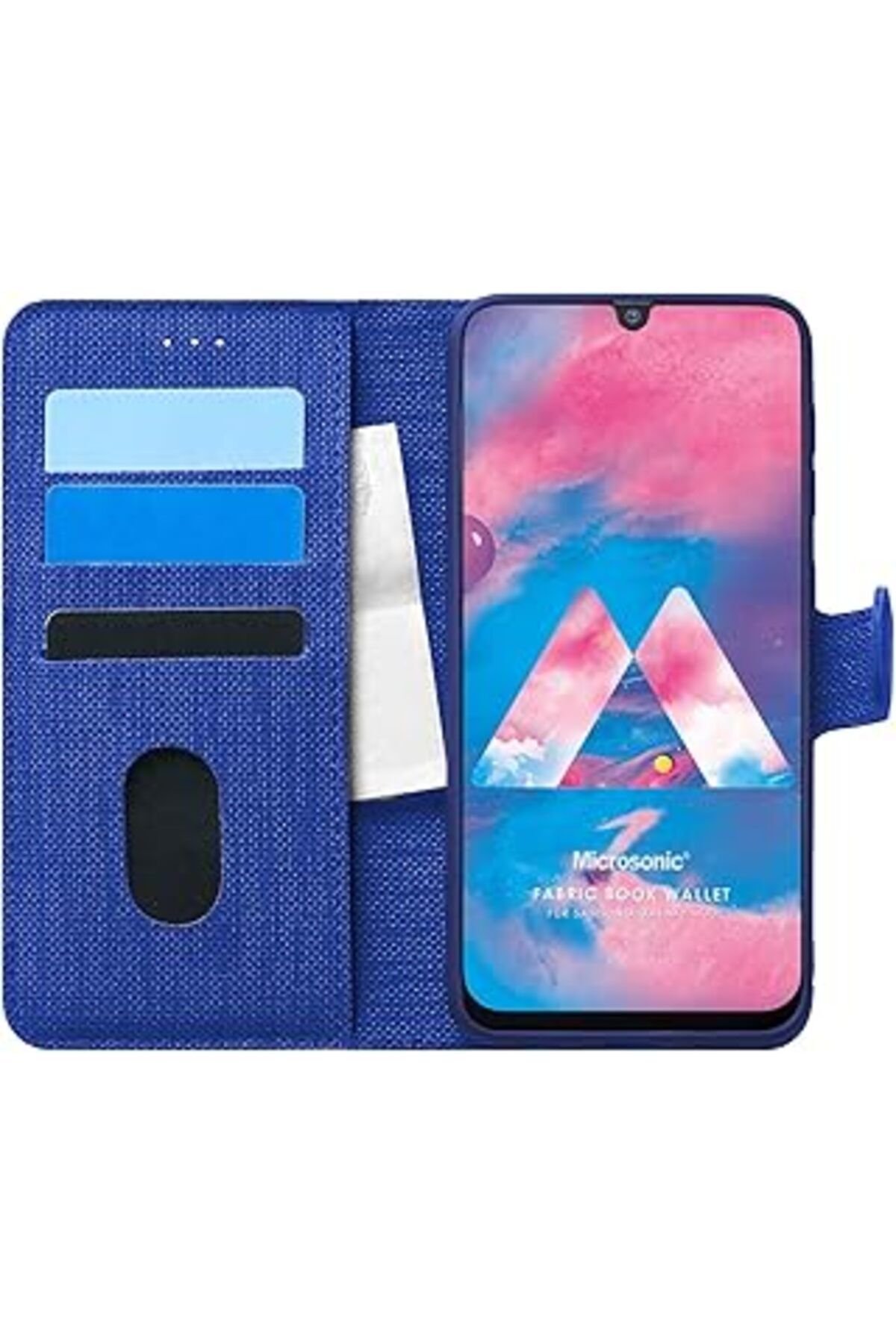 EDALKILIÇ Galaxy M30 Için Kılıf Fabric Book Wallet Lacivert [Galaxy M30 Ile Uyumlu Kılıf -