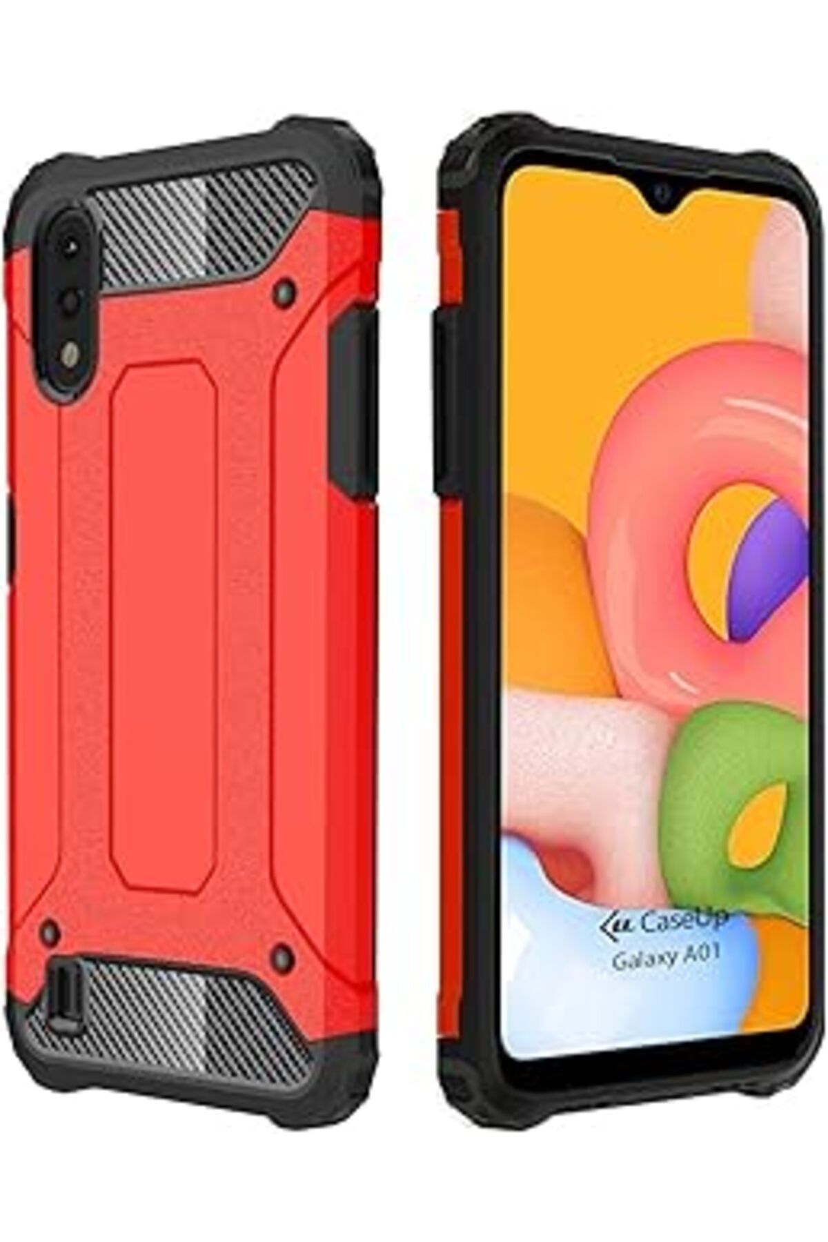 MAGNESİA Caseup Galaxy A01 Uyumlu Kılıf, Caseup Tank Kırmızı