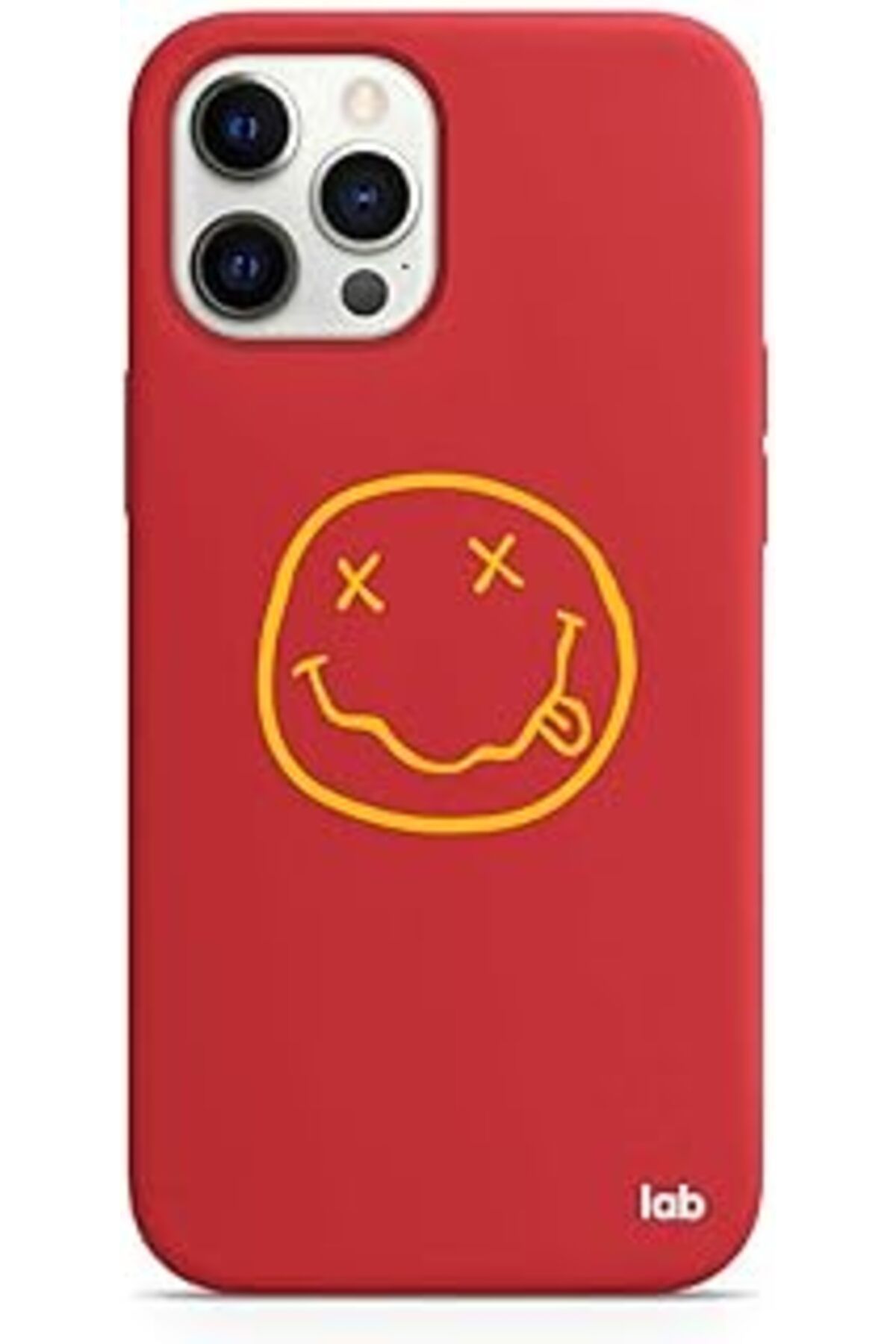 nerede bulurum Caseslab Iphone 12 Pro Max Kırmızı Silikon Telefon Kılıfı - Nirvana Smiley