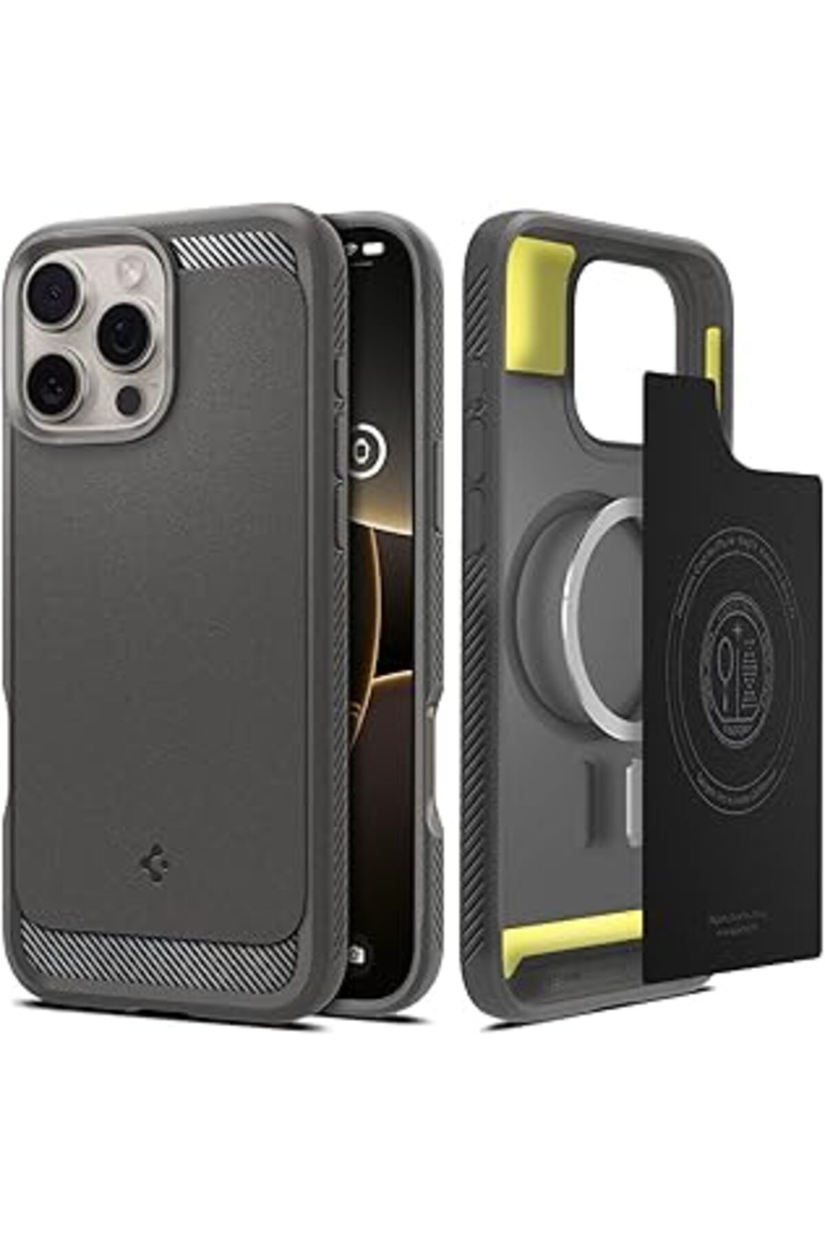 nerede bulurum Spigen Iphone 16 Pro Kılıf Rugged Armor Magfit Magsafe Özellikli Gray - Acs08116