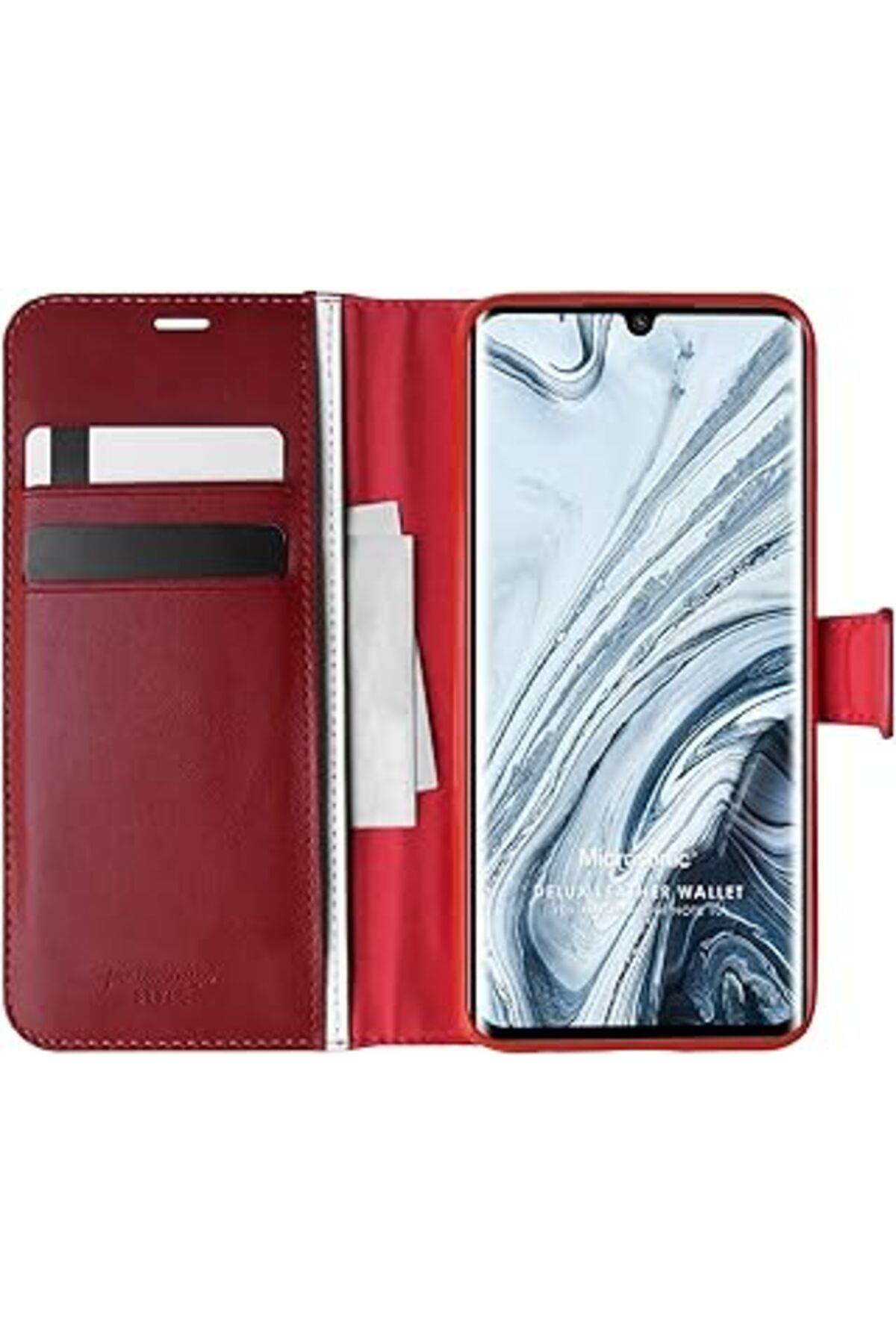 NZM TİCARET Mi Mi Note 10 Için Kılıf Delux Leather Wallet Kırmızı [Mi Note 10 Ile Uyumlu Kılıf -