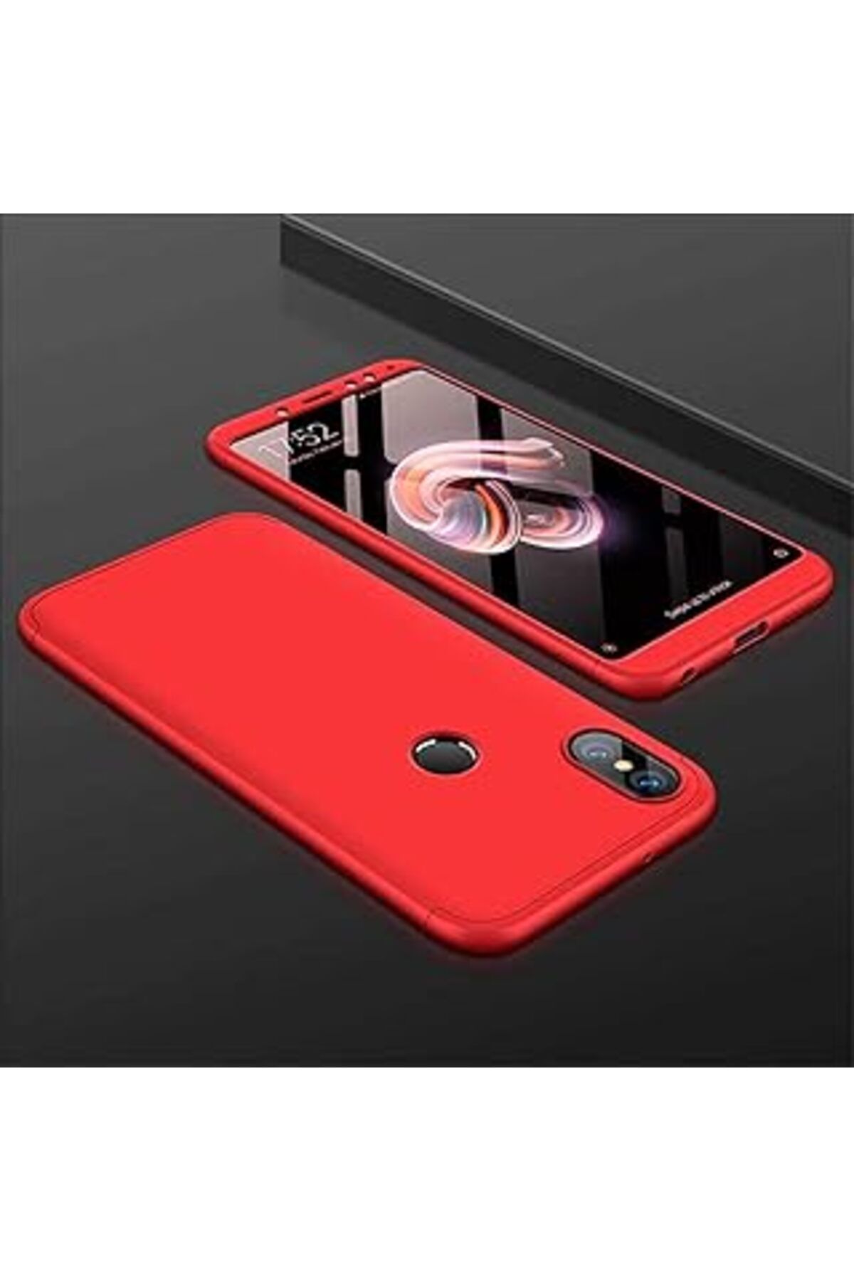 MAGNESİA 6812 Redmi Note 6 Pro Ile Uyumlu Kılıf, Double Dip Ays 3In1 Sert Rubber Kapak, Kırmızı