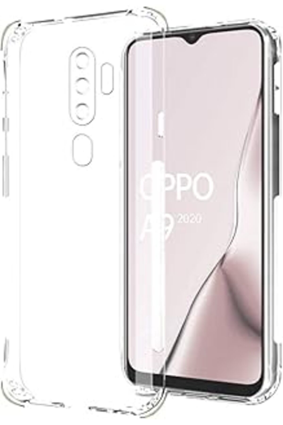 ebadi Kzy İLşim Oppo A9 2020 Kapak Kamera Korumalı Antişok Airbag Köşe Korumalı Silikon Şeffaf Kılıf