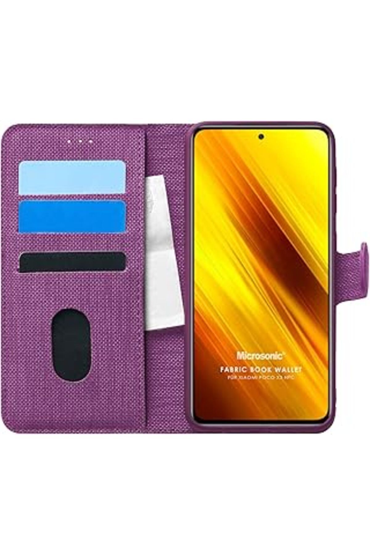 MAGNESİA Poco X3 Pro Için Kılıf Fabric Book Wallet Mor [Poco X3 Pro Ile Uyumlu Kılıf - Mor]