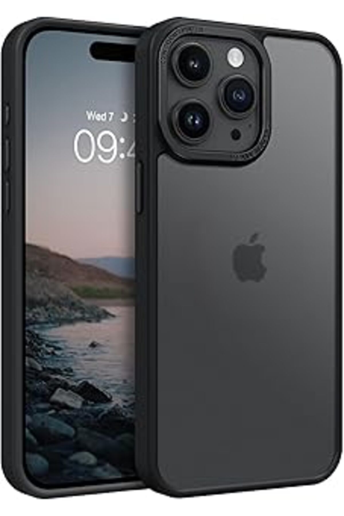 Epatim Iphone 15 Pro Için Hybrid Matte Serisi Arkası Mat Silikon Kılıf Metal Lens Çerçeveli Ve Meta