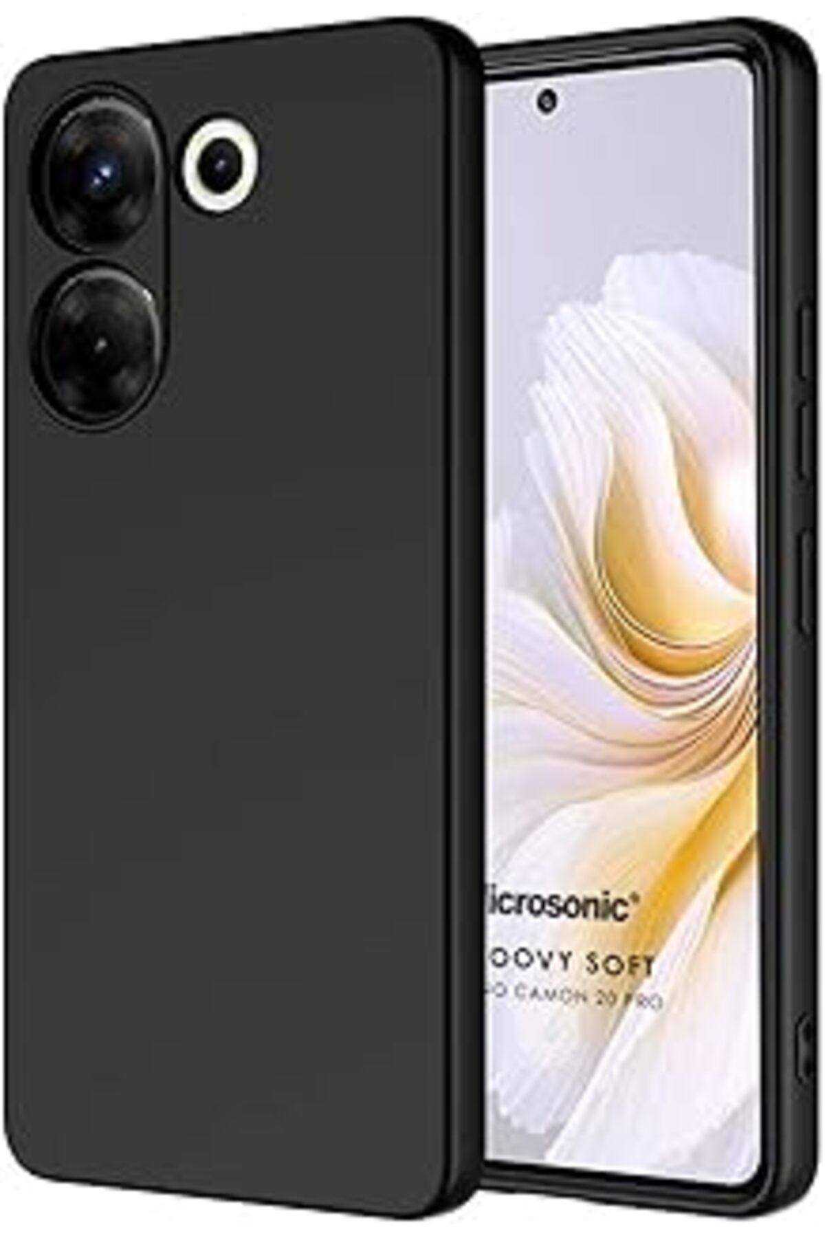 MAGNESİA Tecno Camon 20 Pro 4G Için Kılıf Groovy Soft Siyah [Camon 20 Pro 4G Ile Uyumlu Kılıf - S