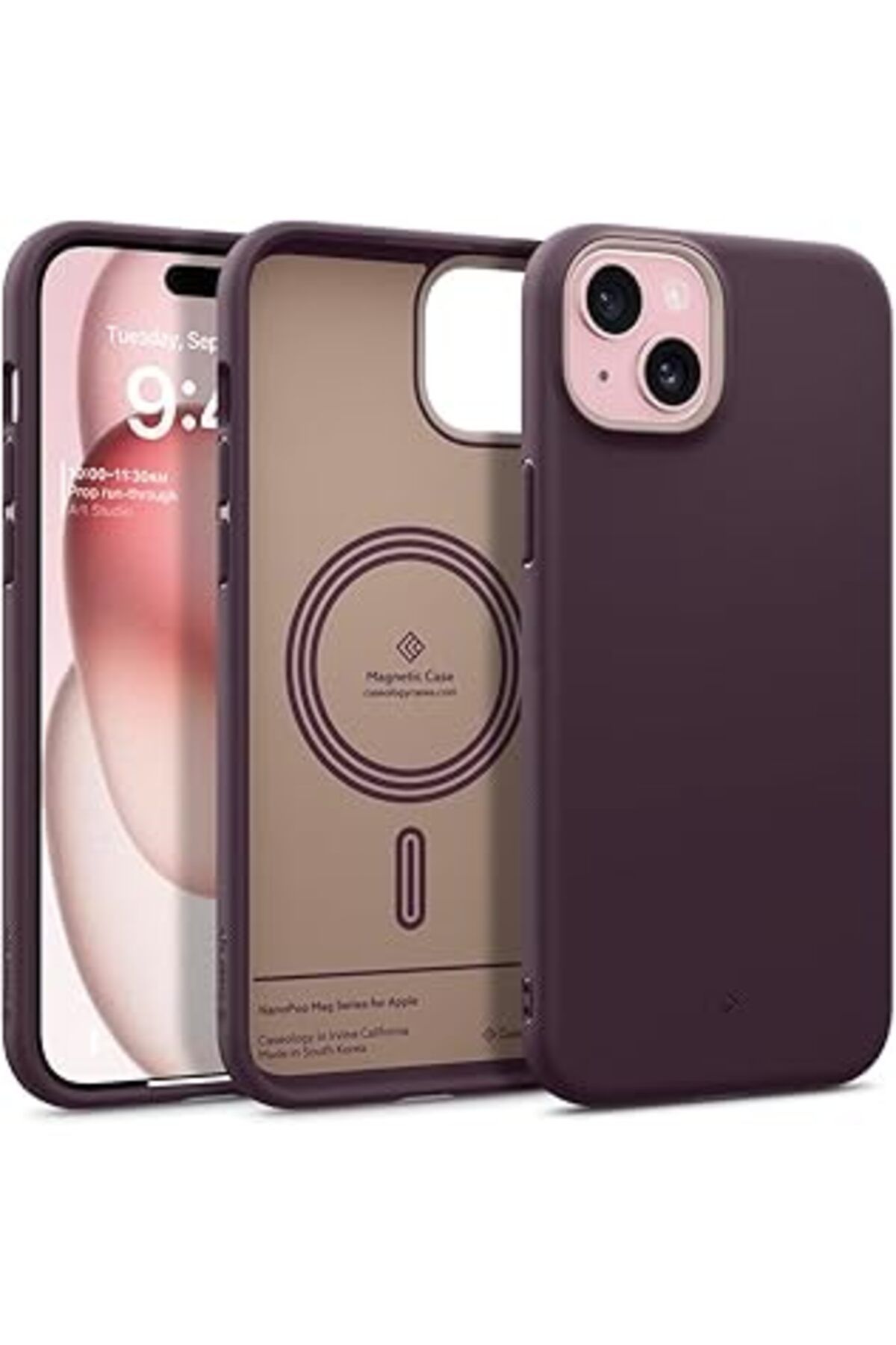 MAGNESİA Caseology Spigen Iphone 15 Kılıf Nano Pop Mag Magsafe Özellikli Burgundy Bean - Acs06825